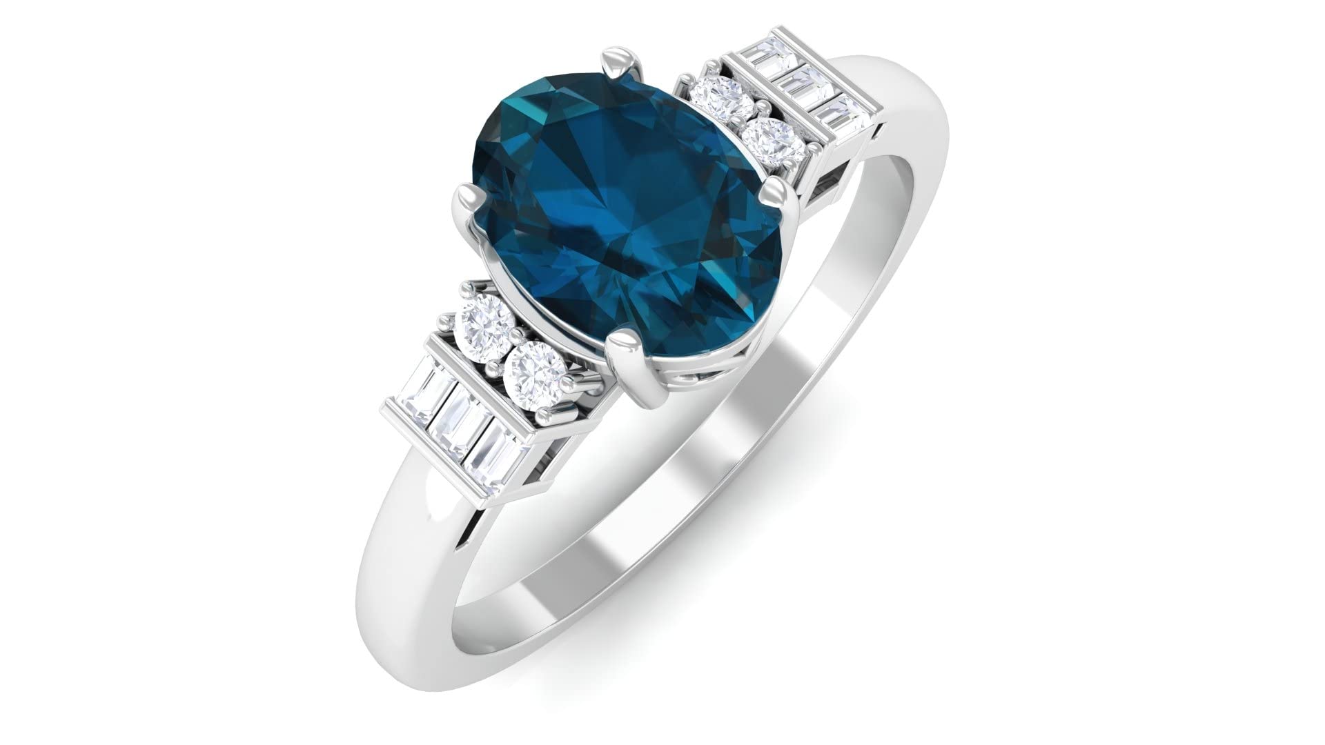 Elegant 14K Solid Gold Oval London Blue Topaz & Diamond Ring for Women - Perfect for Engagement, Anniversary & Special Occasions