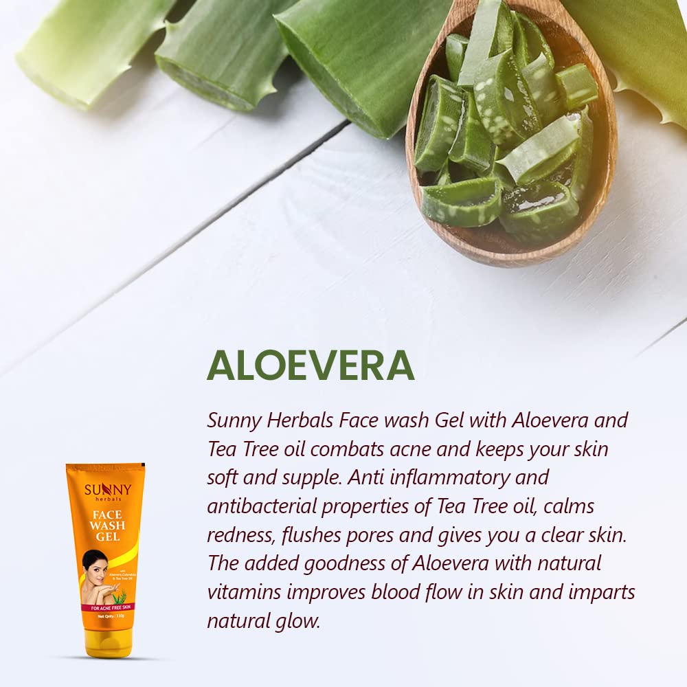 Sunny Face Scrub (100g) & Tea Tree Oil Face Wash (110g) - Deep Pore Cleanser for Acne Prone Skin | Exfoliating Scrub & Facial Cleanser to Remove Dirt, Dead Skin Cells & Unclog Pores | Helps Treat Pimples & Promote Skin Renewal | Perfect for Daily Skincare Routine & Acne Treatment