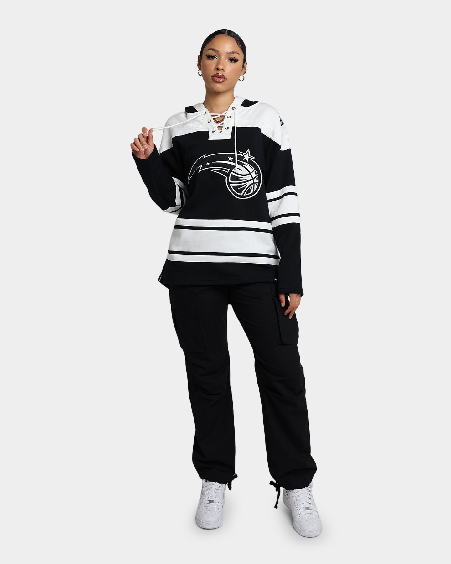 47 Brand Orlando Magic Superior Lacer Hoodie - Jet Black NBA Fan Apparel for Men & Women - Perfect for Basketball Games & Casual Streetwear