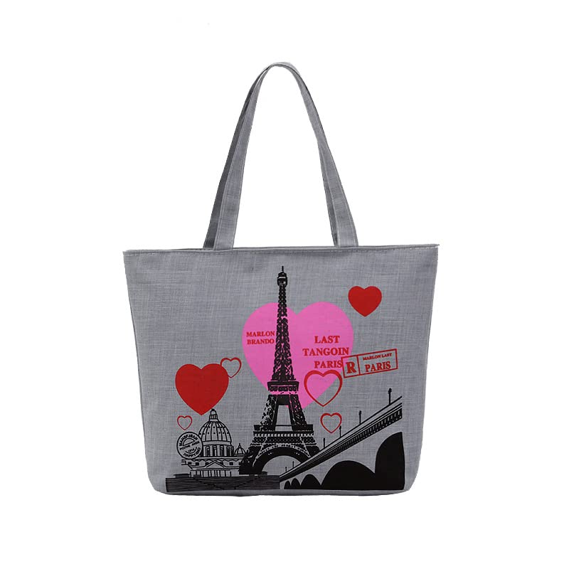 LMKIDS Canvas Tote Bag for Women - Reusable Grocery Shopping Bag with Zipper, Portable Shoulder Bag for Travel, Work & School | Durable & Stylish Carryall for Shopping, Beach, Books & Daily Use