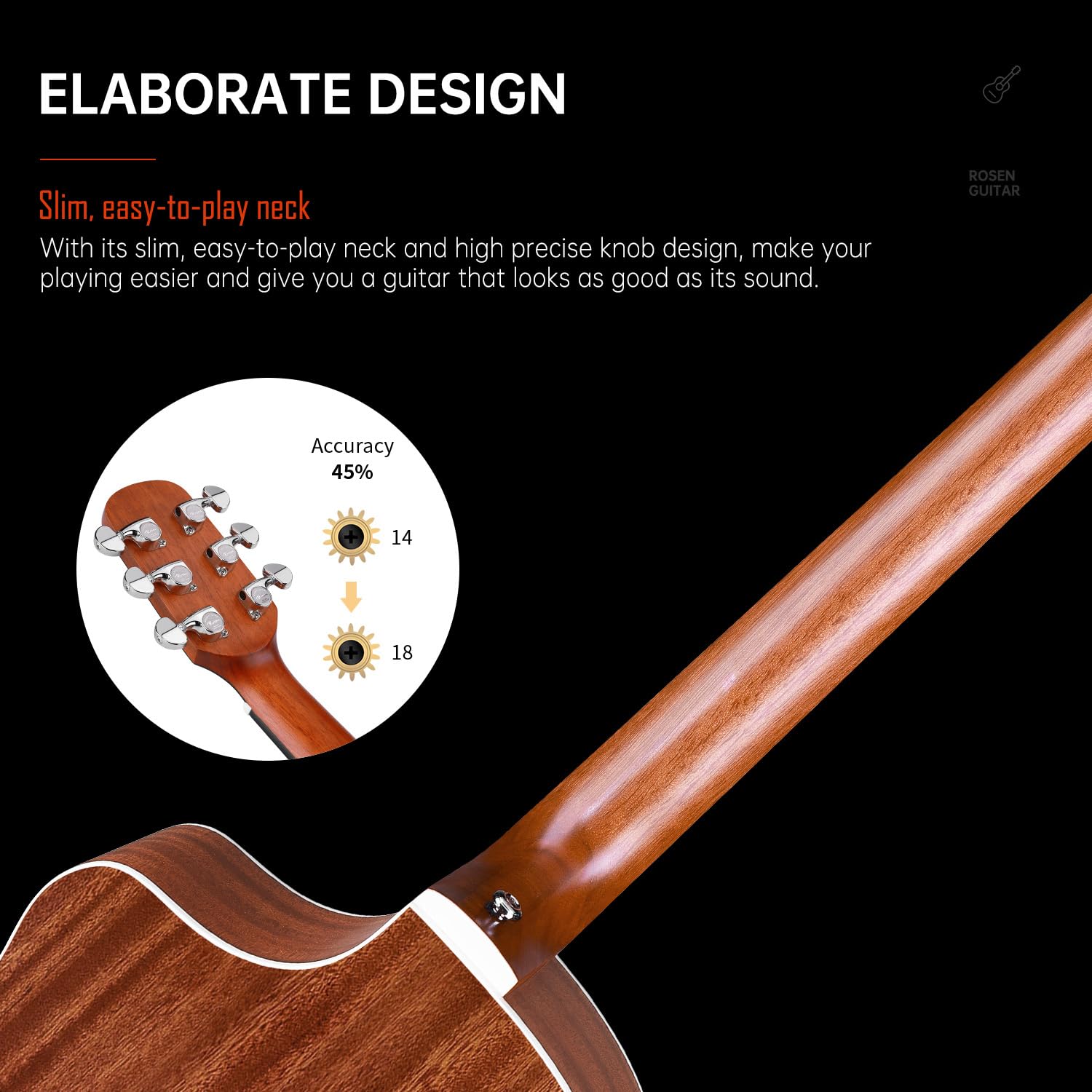**Rosen N10 Full Size Dreadnought Acoustic Guitar for Beginners & Adults – Solid Spruce Top with Gig Bag, Tuner, Strap, Strings, Capo, Picks & Cleaning Cloth – Perfect for Home Practice, Camping & Live Performances (Natural)**