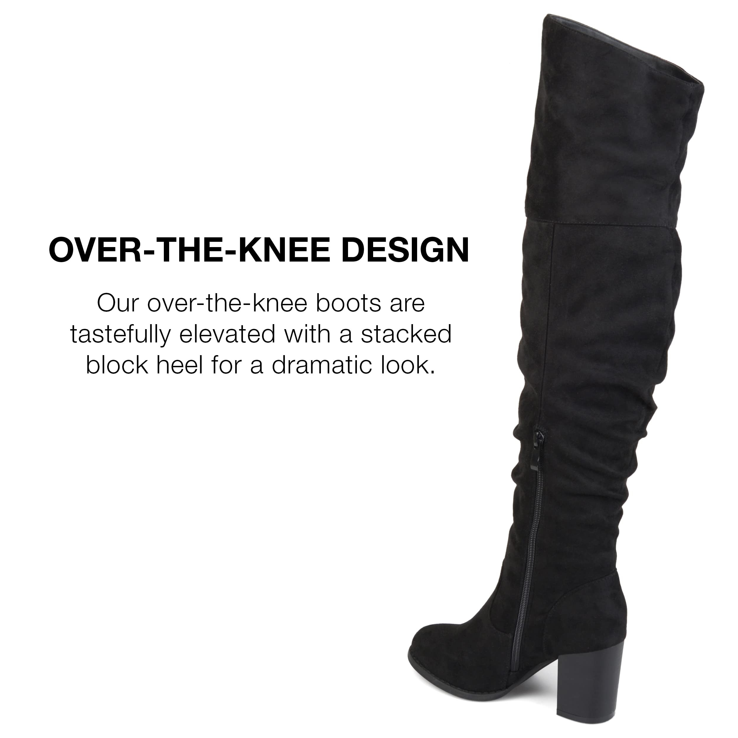 Journee Women's Extra Wide Calf Kaison Boots - Black, Size 8 Wide | Comfortable & Stylish Knee-High Boots for Wide Calves | Perfect for Work, Casual Wear & Winter Outfits
