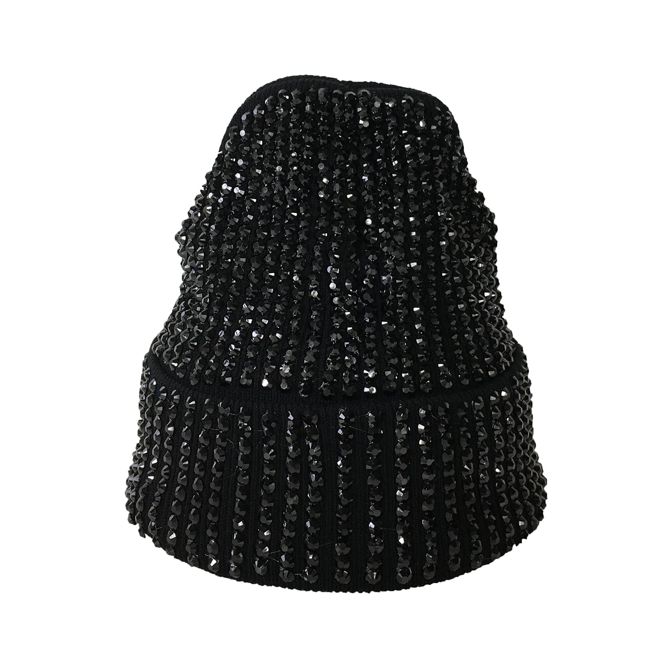 Fashion Culture Unisex Rhinestone Studded Soft Knit Beanie Hat - Blackout Winter Cap for Men & Women | Perfect for Cold Weather, Streetwear & Hip Hop Style