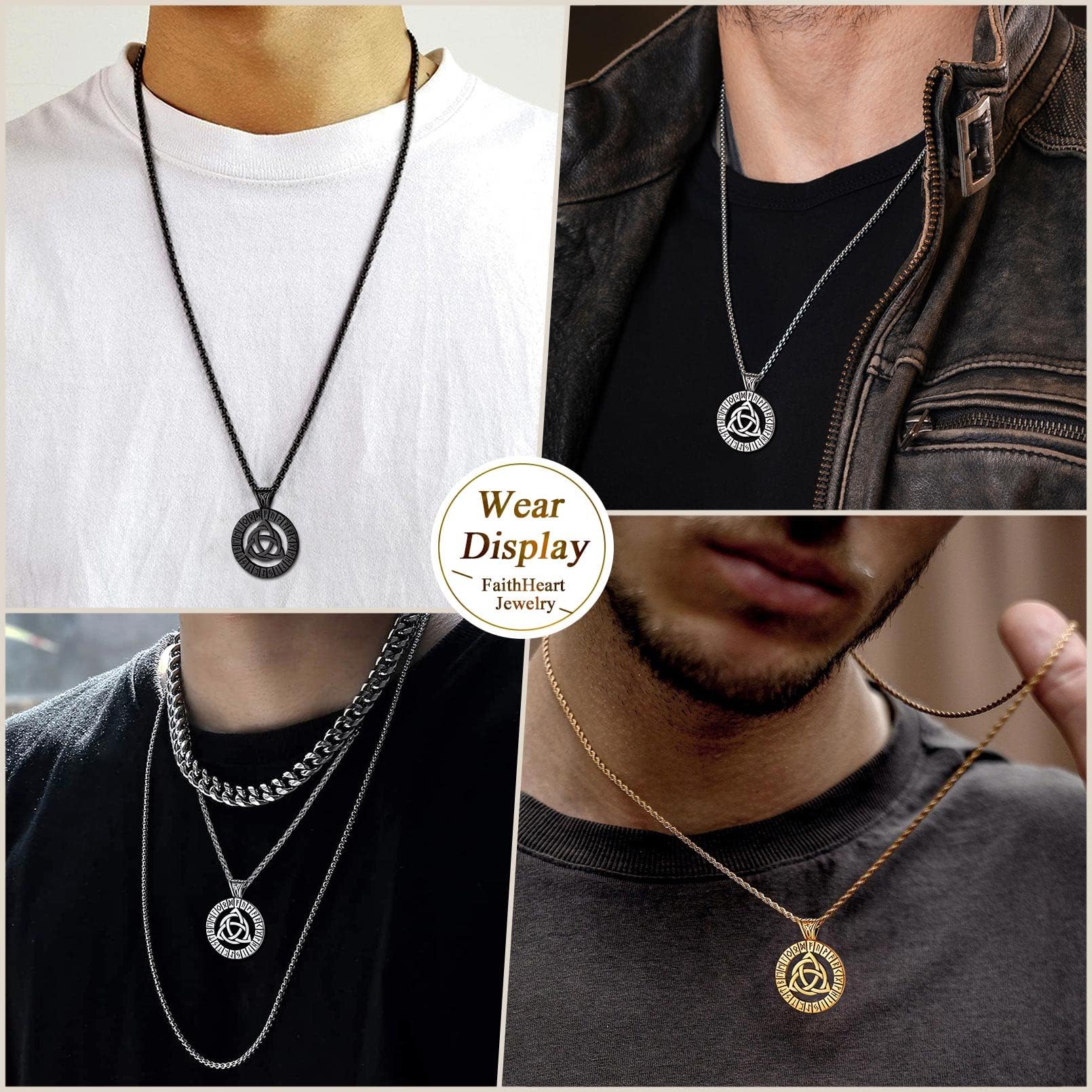 FaithHeart Viking Medal Necklace for Men - Stainless Steel Norse Mythology Pendant with Gift Box | Viking Jewelry for Men, Norse Warrior Necklace, Perfect for Cosplay, Gifts & Viking Enthusiasts