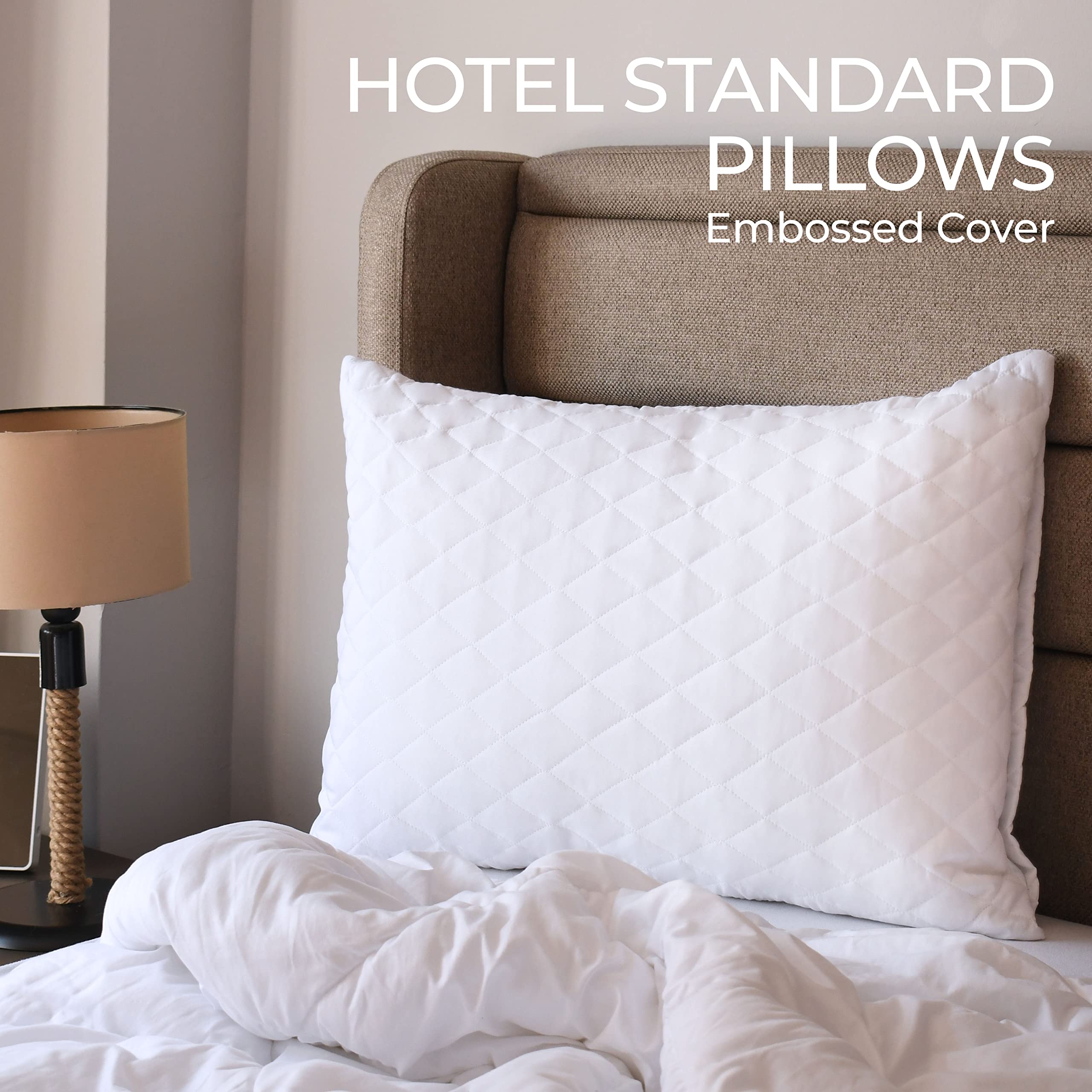 Premium 12-Pack Queen Size Diamond Elegant Bed Pillows - Luxury Hotel Quality Pillows for Side, Back & Stomach Sleepers - 100% Cotton Cover & Washable Microfiber Fill - Perfect for Home, Hotel, and Airbnb Use