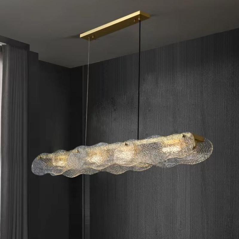 Exquisite Water Ripple Glass Art Chandelier - Unique Handcrafted Ceiling Light for Living Room, Dining Room & Bedroom Decor