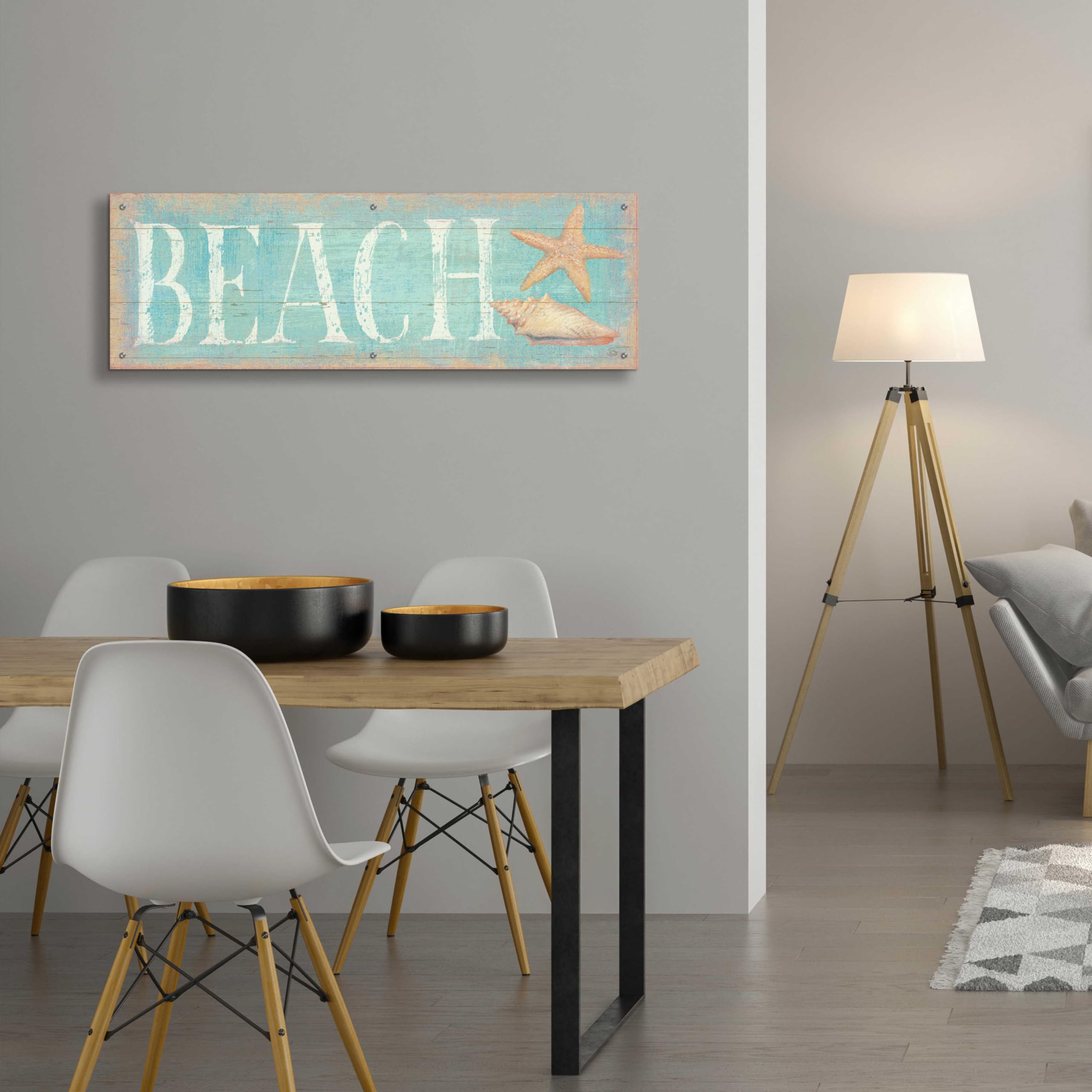 Epic 'Pastel Beach' Acrylic Glass Wall Art by Daphne Brissonnet - 48x16 Inches Coastal Painting for Living Room, Bedroom & Office Decor
