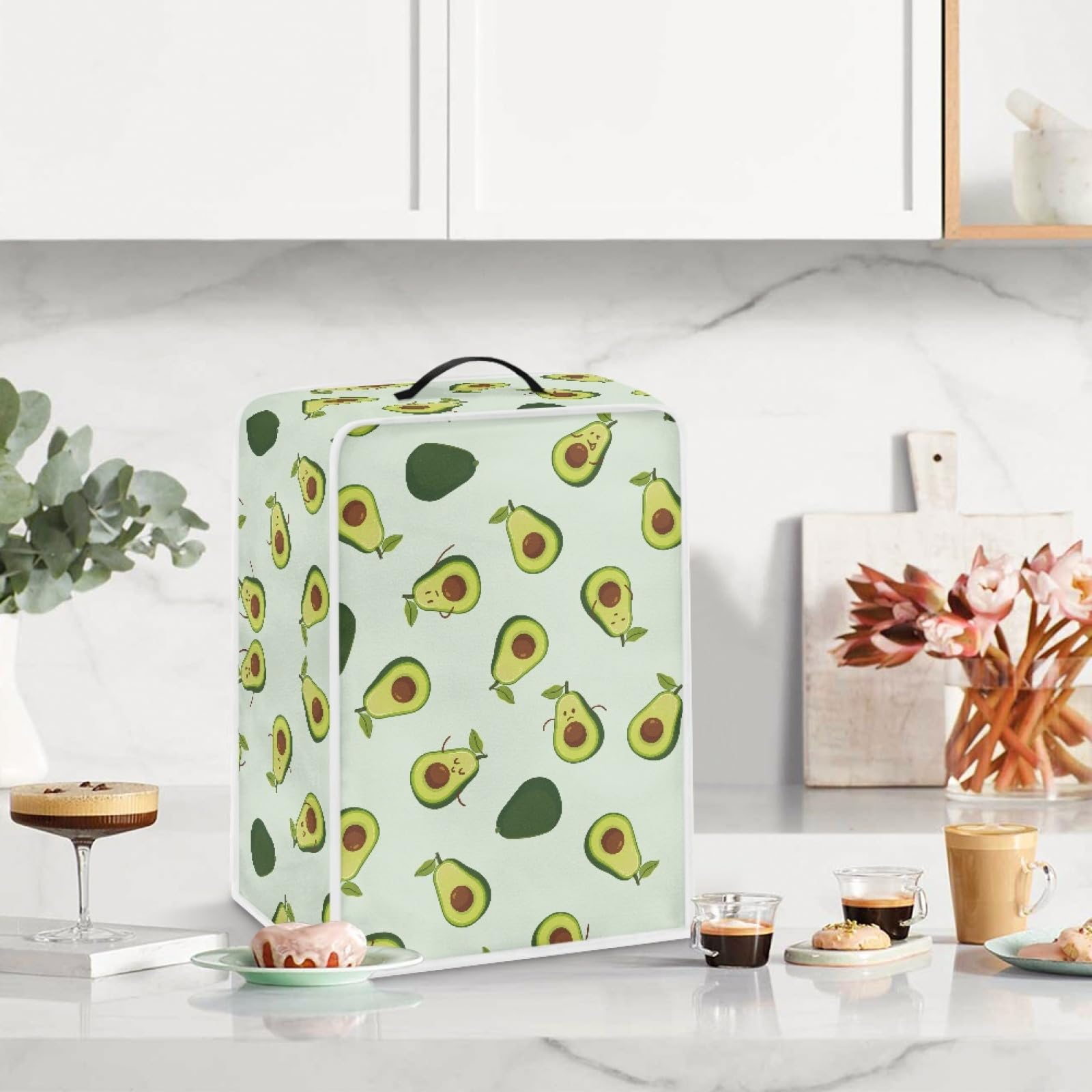 GLENLCWE Green Avocado Dust Cover - Foldable Kitchen Appliance Protector for Coffee Machines & Stand Mixers | Polyester Dustproof Cover for Home Kitchen | Perfect for Countertop Organization & Appliance Protection