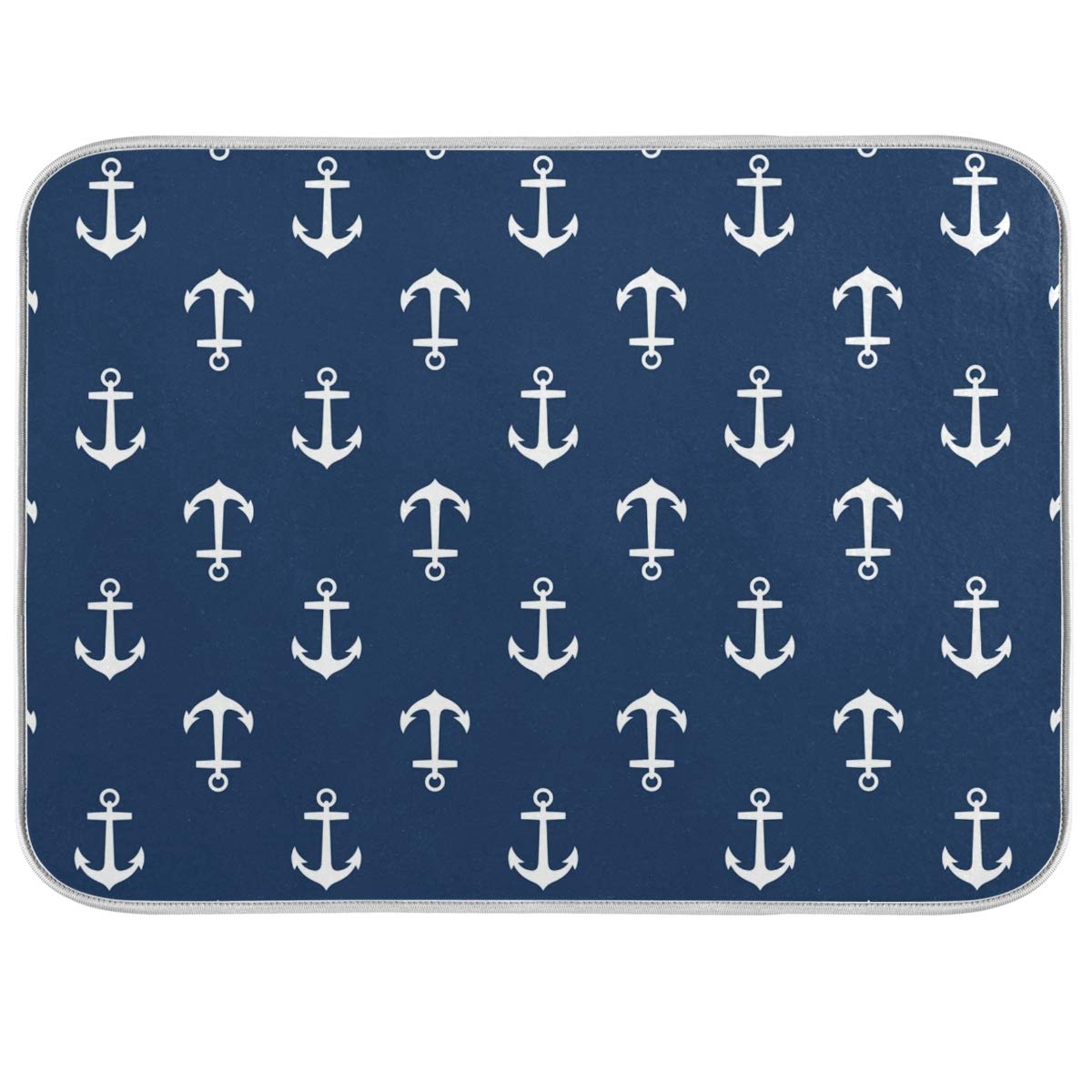 Reversible Large Absorbent Microfiber Dish Drying Mat for Kitchen Counter, 18x24 Inch Non-Slip Anchor Design, Perfect for Drying Dishes, Utensils, and Pots, Ideal for Kitchen Decor and Daily Use