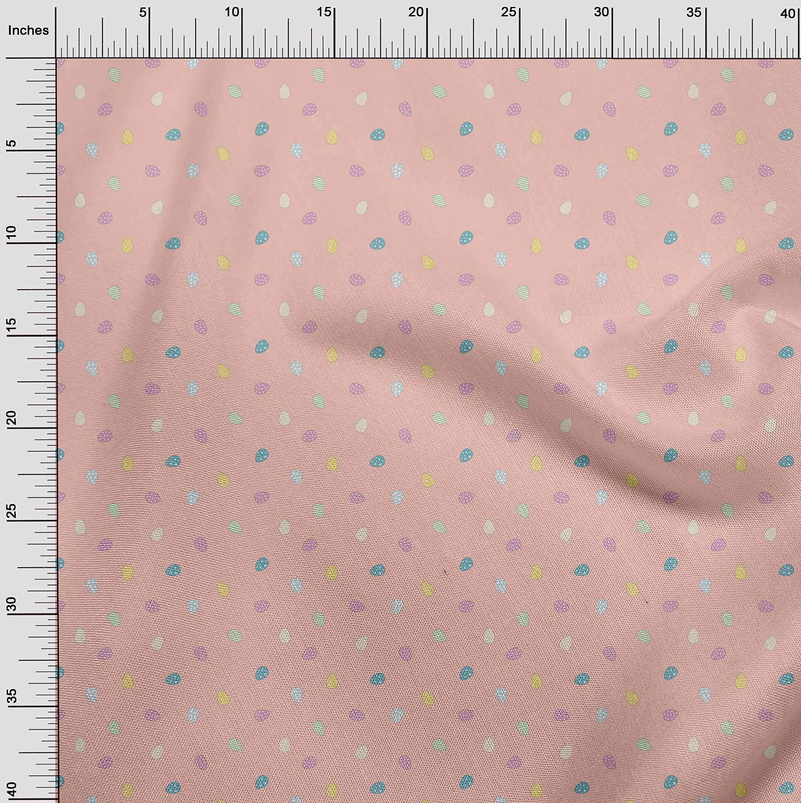 Premium 100% Cotton Cambric Fabric - Easter Egg Print by The Yard, 56 Inch Wide - Perfect for DIY Easter Decorations, Quilting & Sewing Projects