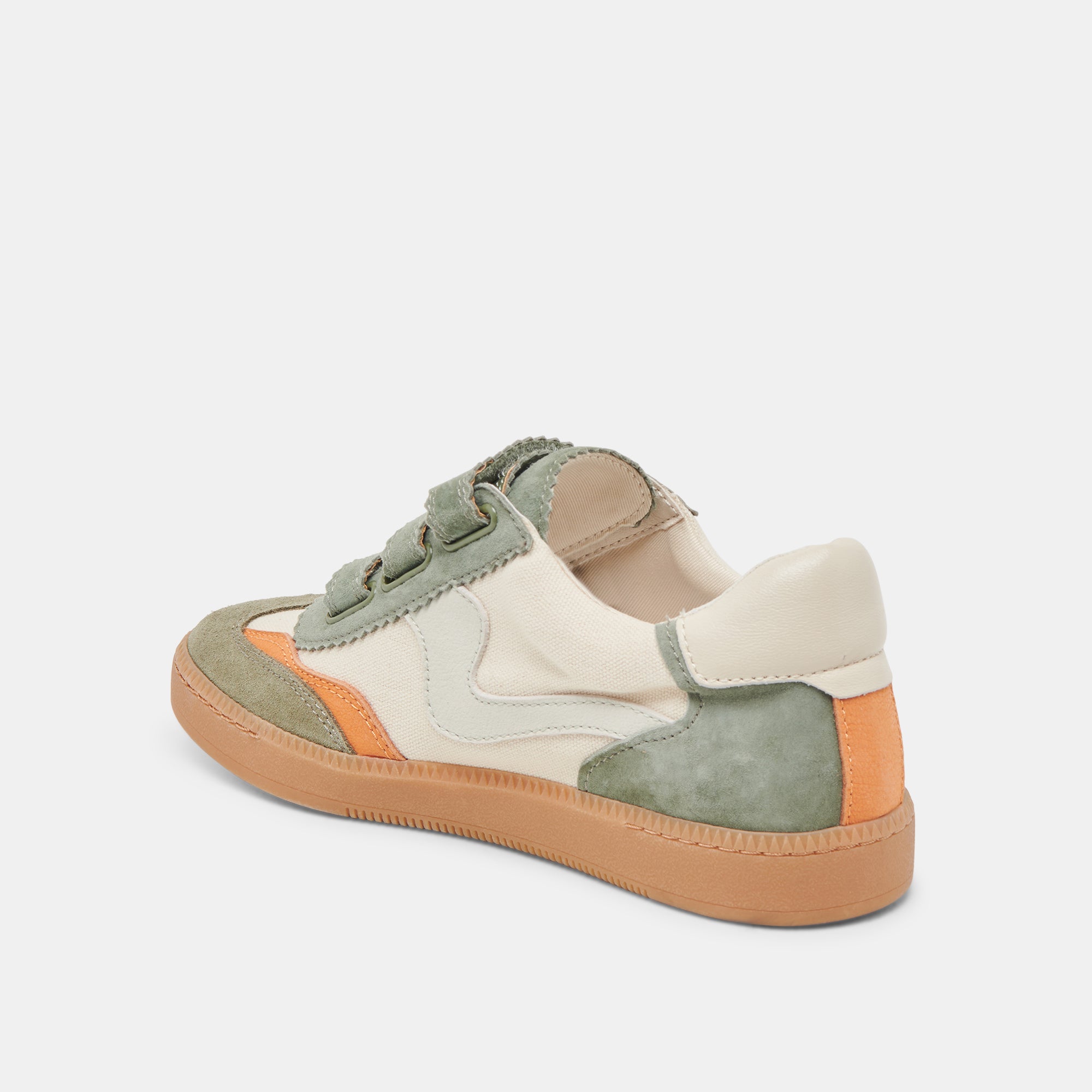 Velcro Sneakers for Men & Women - Olive Multi-Color Canvas Casual Shoes | Comfortable Walking & Light Hiking Footwear