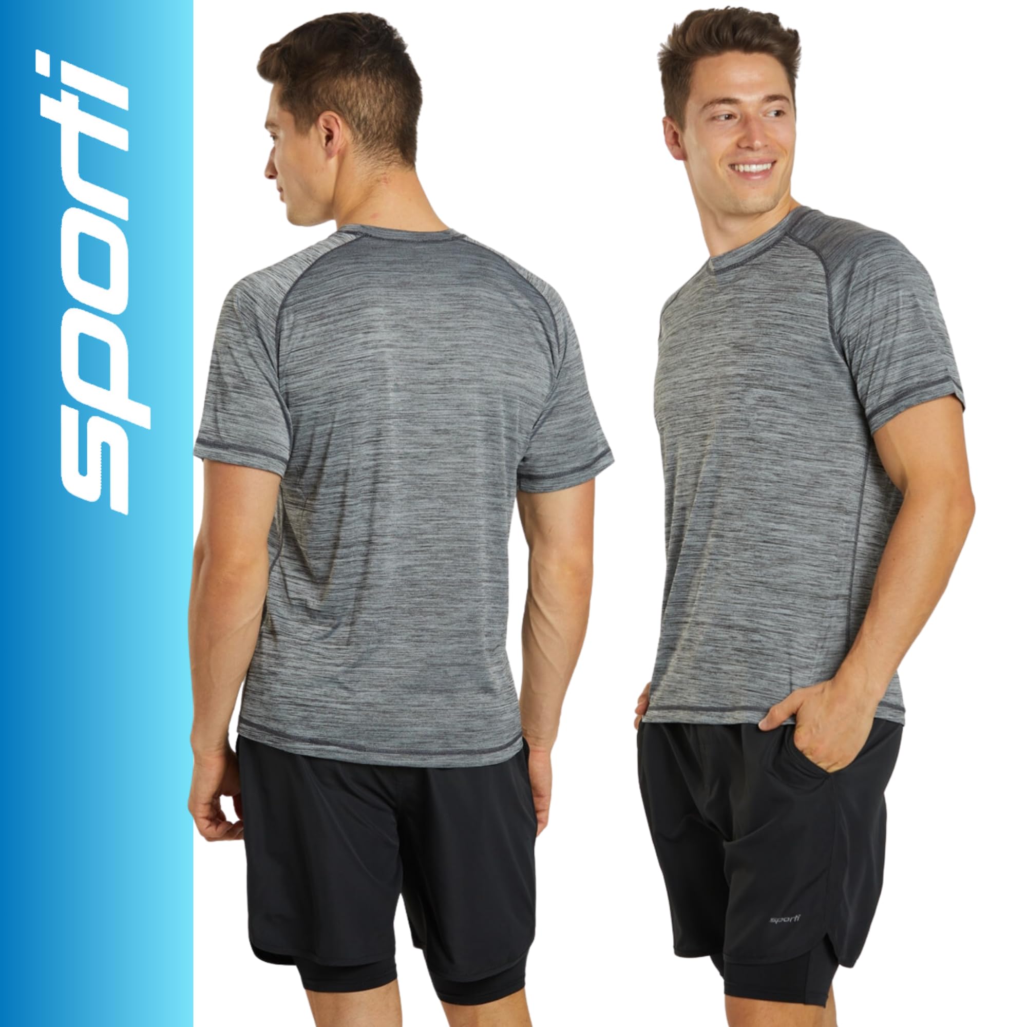 Sporti Men's UPF 50+ Sun Protection Swim Shirt - Quick Dry Rash Guard for Swimming, Surfing & Water Sports - Comfortable UV Shirt for Beach, Pool & Outdoor Activities