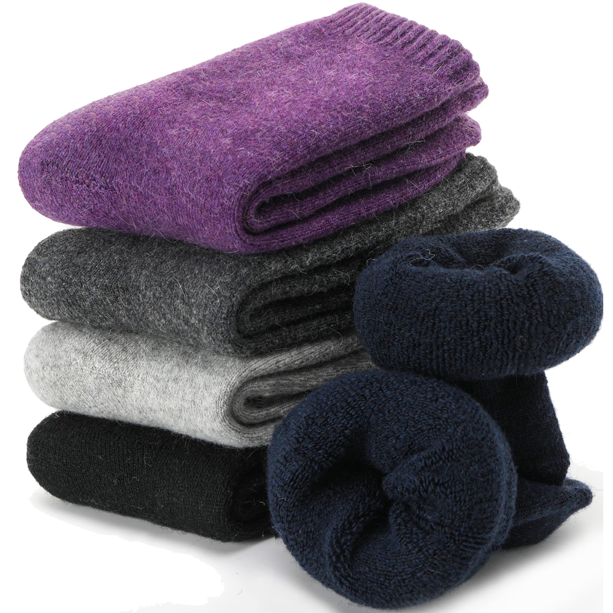 EBMORE Women's Wool Socks - Warm Winter Hiking Boot Socks for Outdoor & Work (5 Pairs)