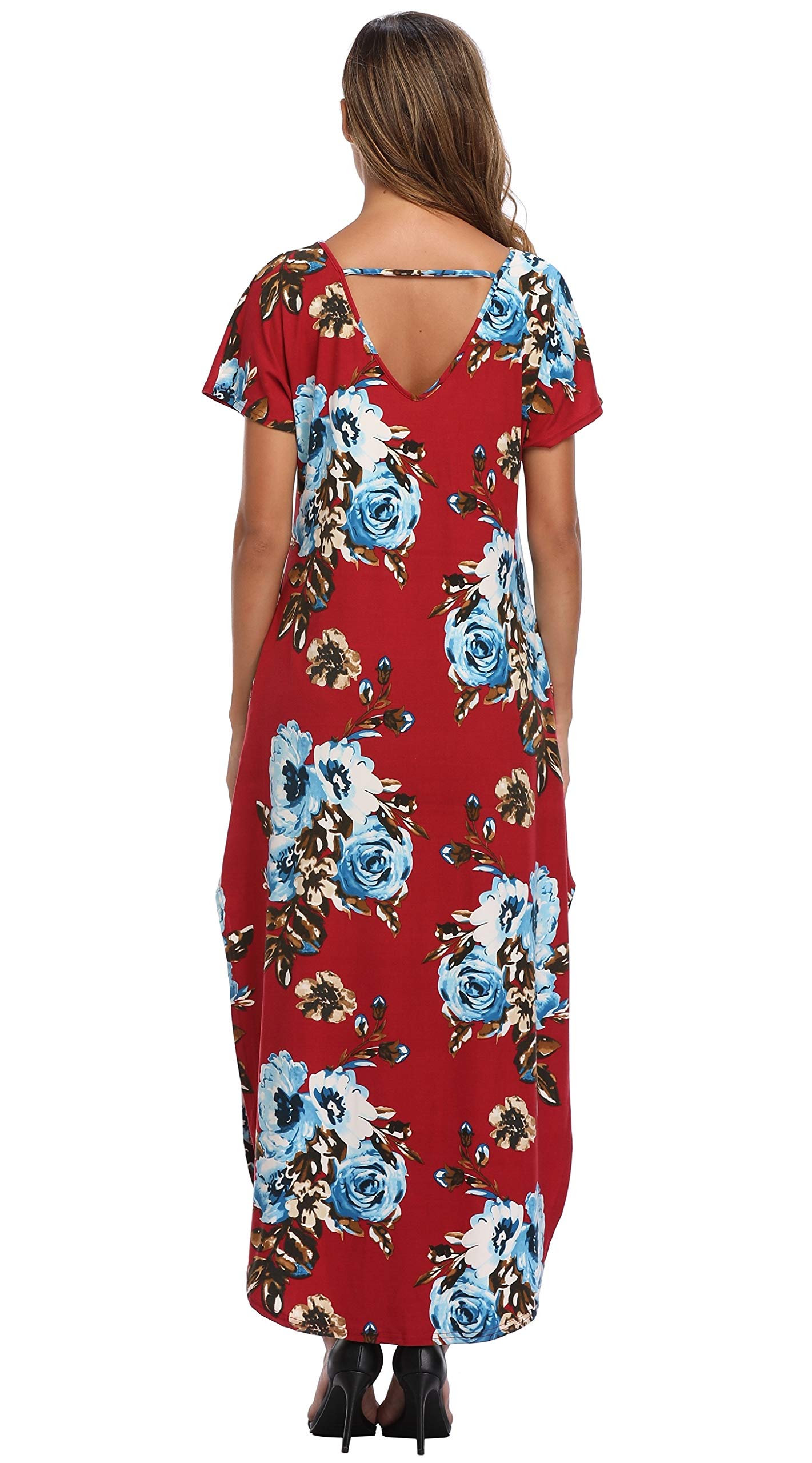 Floral Print Women's Maxi Dress - Long Casual Summer Beach Dress with Pockets | Perfect for Beach Vacations, Pool Parties & Outdoor Events