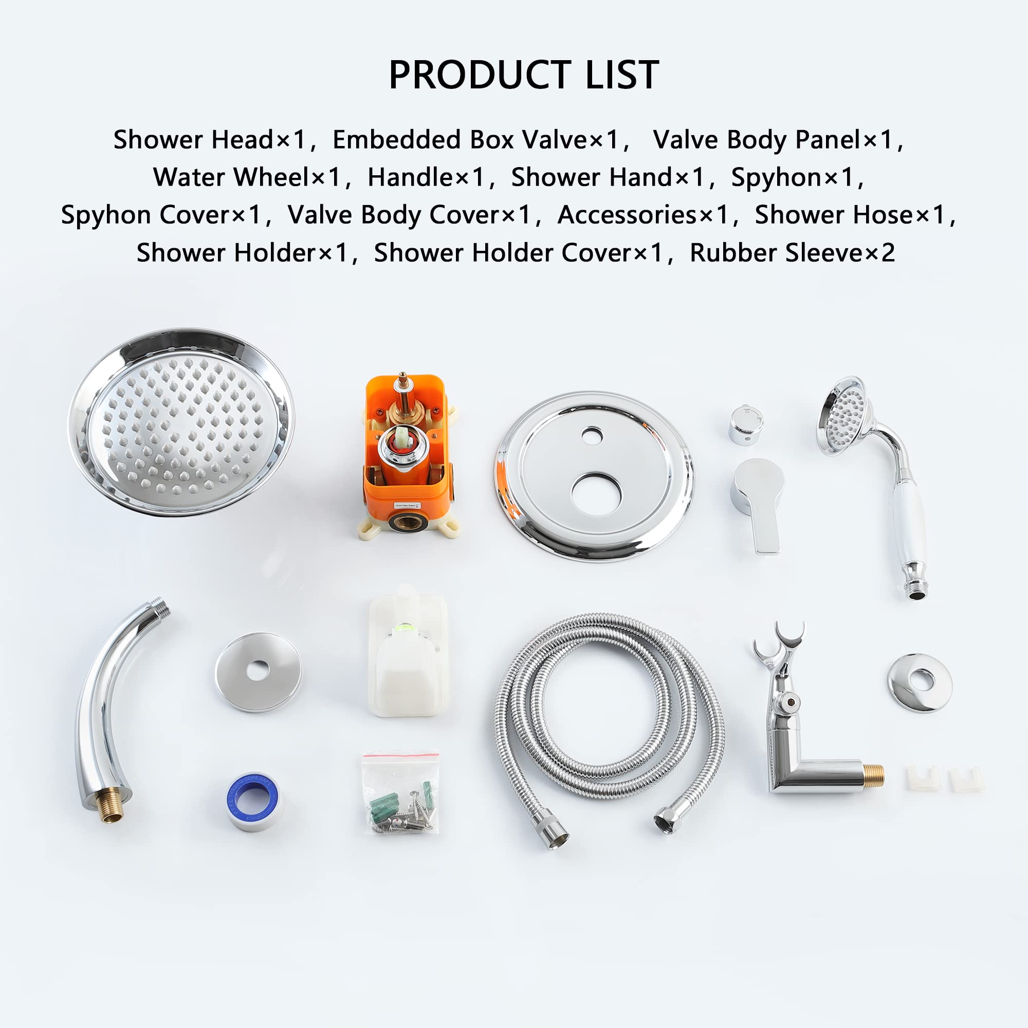 SKOWLL 8 Inch Rainfall Shower Head Set with Handheld Spray - Wall Mount Vintage Shower System, 2 Function Overhead Shower Kit in Polished Chrome - Perfect for Bathroom Renovation & Spa-Like Shower Experience
