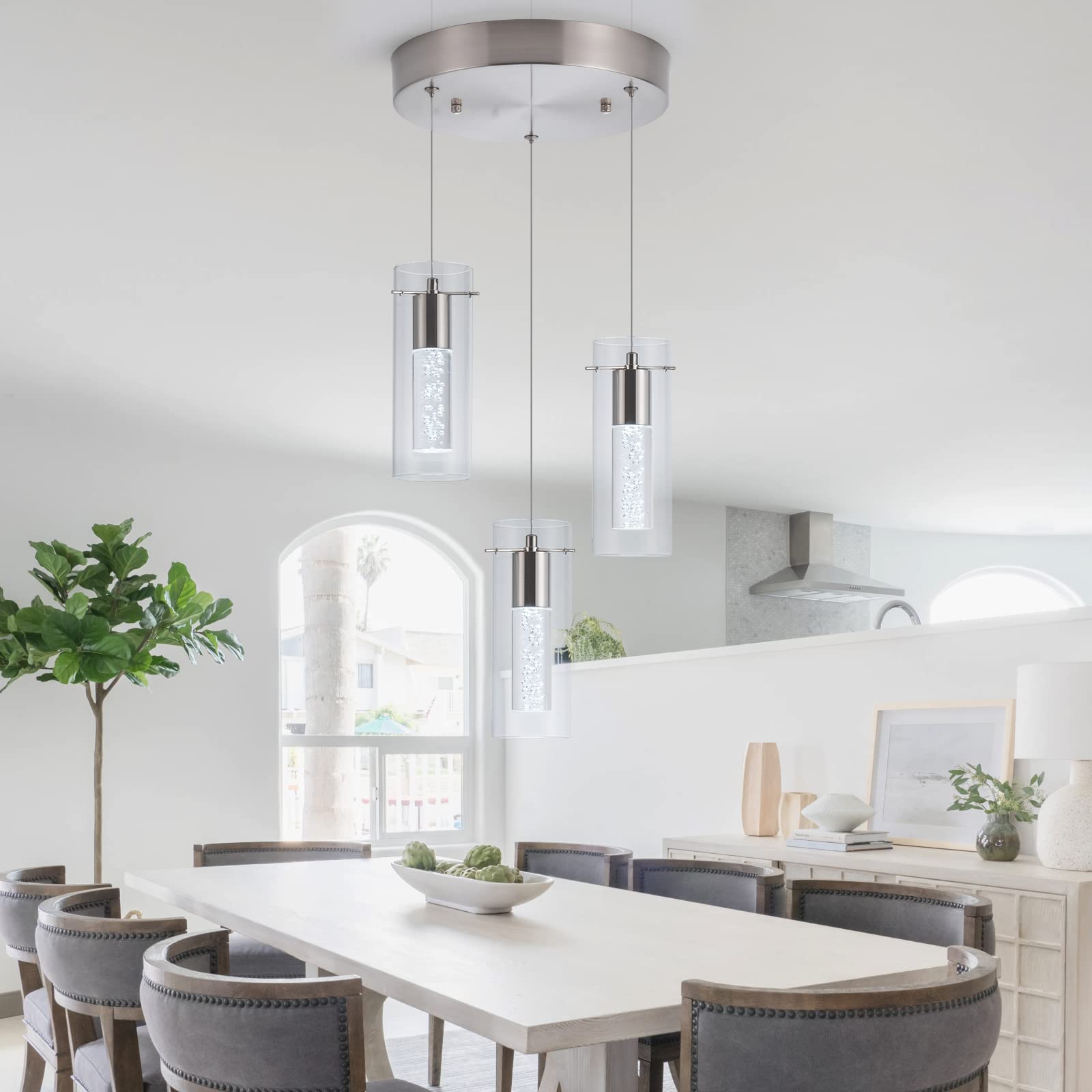 Modern Pendant Lights for Kitchen Island - 24W 6000K White LED Hanging Lights with Screw Mounting - Perfect for Kitchen, Dining Room, Restaurant, Bedroom & Living Room - Ideal for Task Lighting and Stylish Home Decor