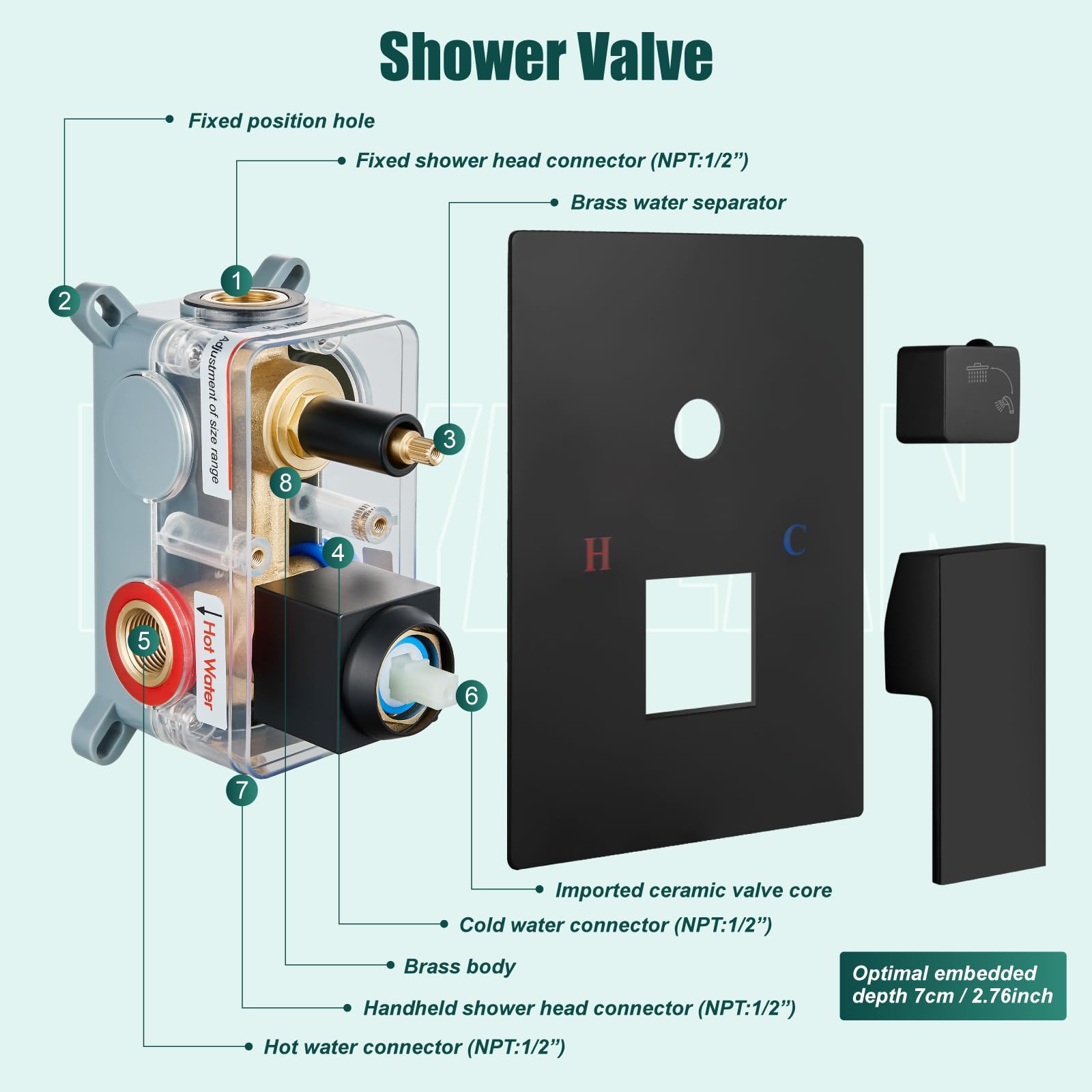 Premium 10 Inch Matte Black Square Rain Shower System - 2-in-1 Wall Mount Rainfall Shower Head with Handheld Sprayer & High Pressure Valve for Luxurious Bathroom Experience (Ideal for Master Bath & Spa Retreats)