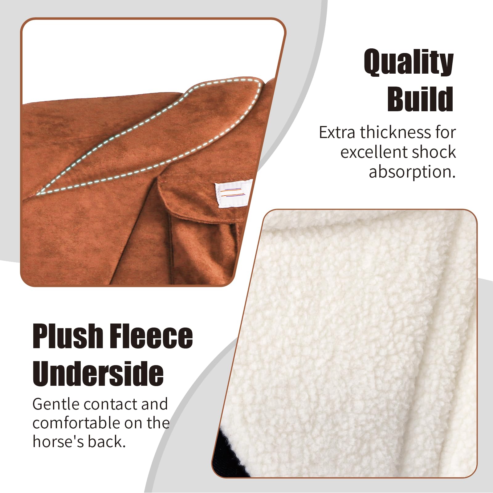 Harrison Howard Anti-Slip Bareback Pad - Extra Thick Center for Maximum Support, Ergonomic Design with Side Pockets & Matching Girth - Perfect for Trail Riding, Horse Training and Comfortable Bareback Riding