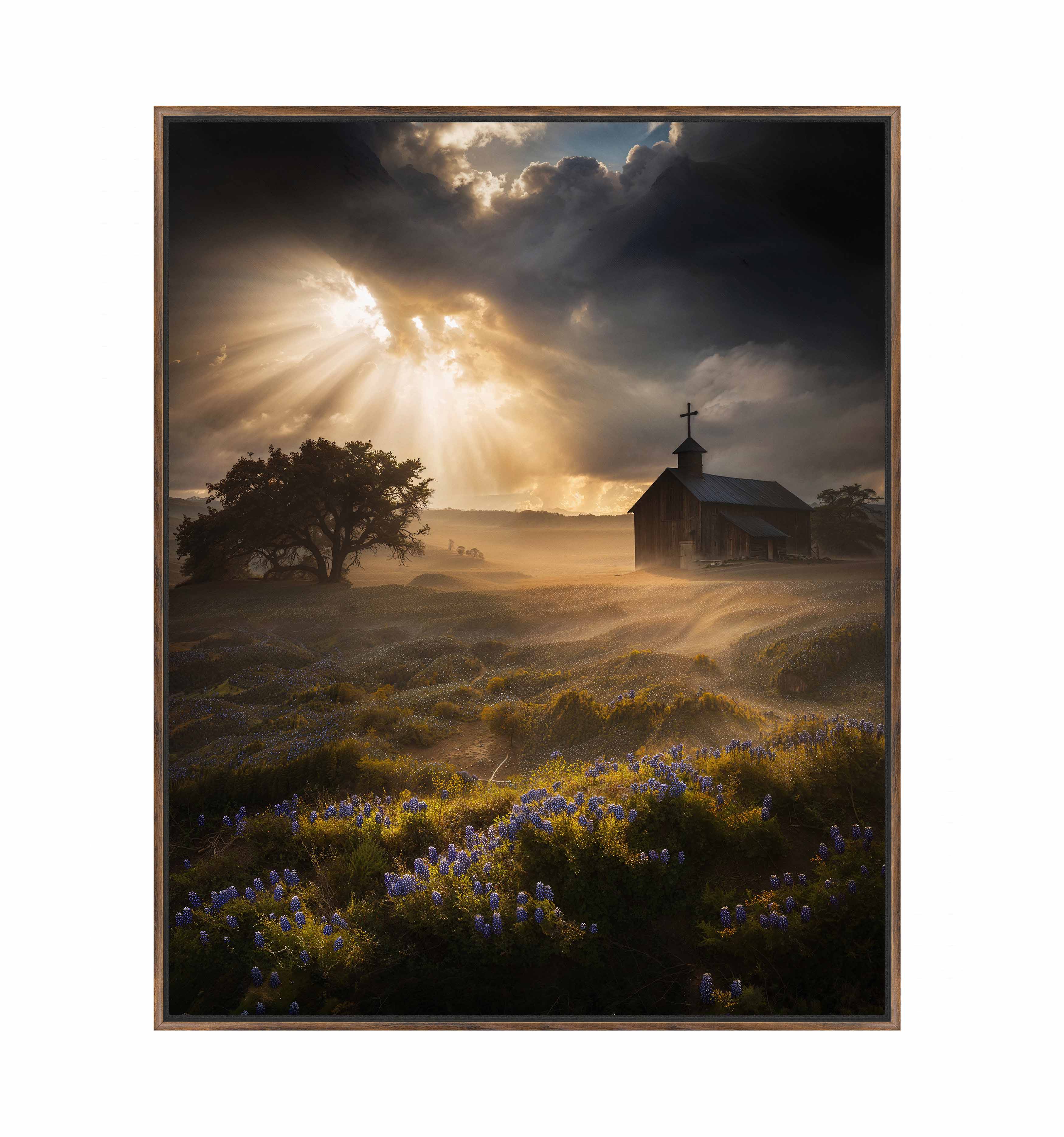 Celestial Rays Over Lone Star Land II - Stunning Galaxy Space Art Print on Gallery Wrapped Canvas - Perfect for Living Room, Bedroom & Office Wall Decor