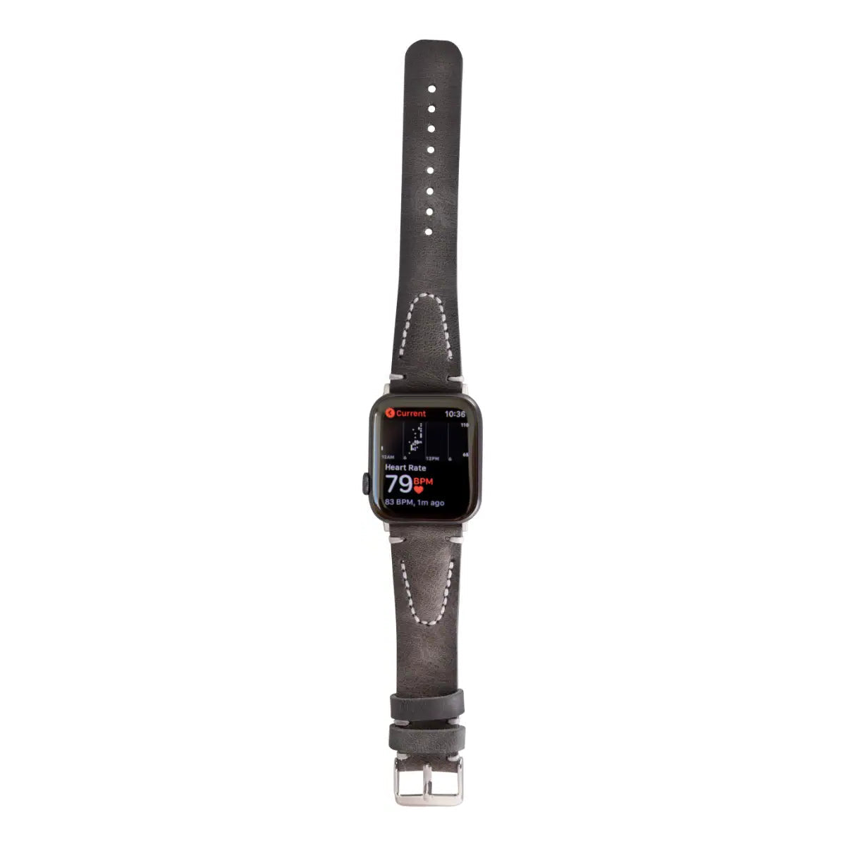 Premium Burnished Gray Leather Sport Band for Apple Watch – Durable & Stylish for Workouts, Running & Everyday Wear (Avila Design)