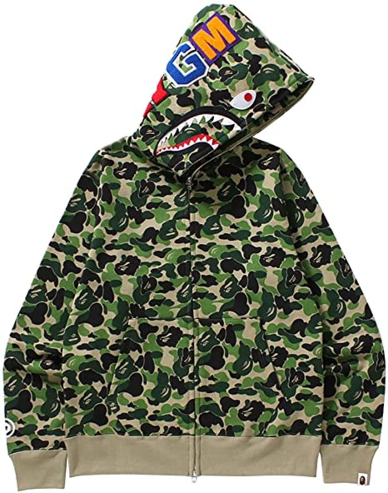 Men's Shark Print Camo Hoodie - Cotton Casual Pullover Sweatshirt for Teens & Adults - Perfect for Streetwear, Gym & Outdoor Activities