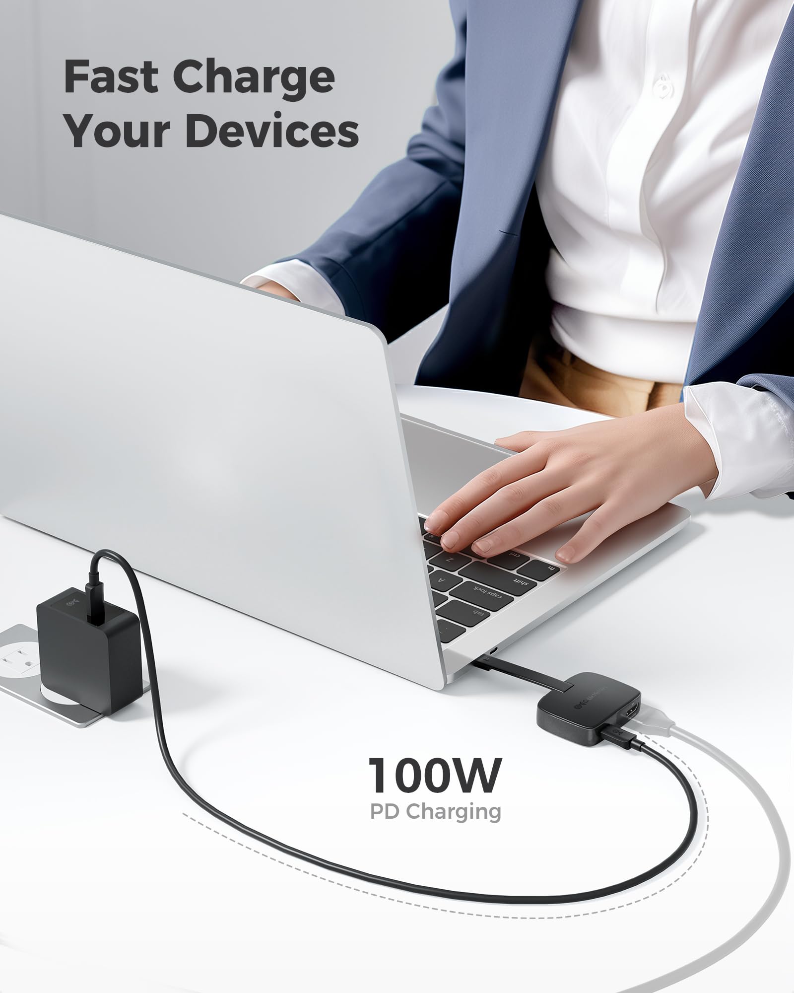 Cable Matters USB C to HDMI 2.1 Adapter 48Gbps - Thunderbolt 4 & iPhone 15 Pro Max Compatible - 4K 120Hz/8K 60Hz HDR - 100W PD Charging - Perfect for MacBook, Gaming & Home Theater Setup
