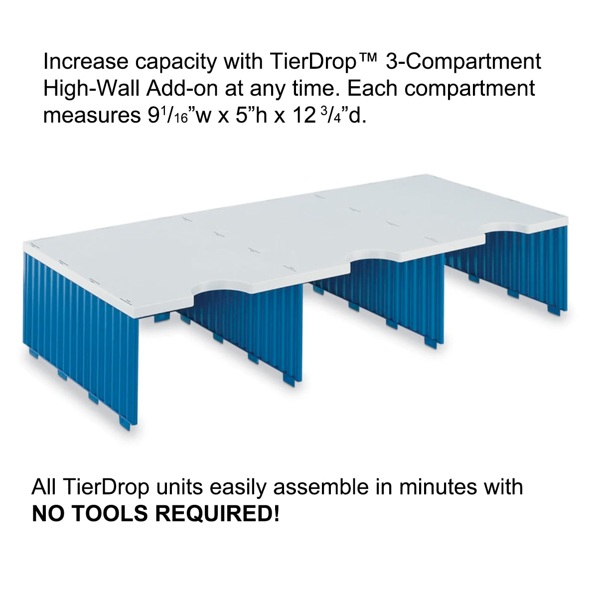 Ultimate Office TierDrop™ Add On Tier - 3 High Capacity Compartments for Any 3 Wide TierDrop Unit | Lifetime Guarantee | Perfect for Office Organization, File Storage & Workspace Efficiency