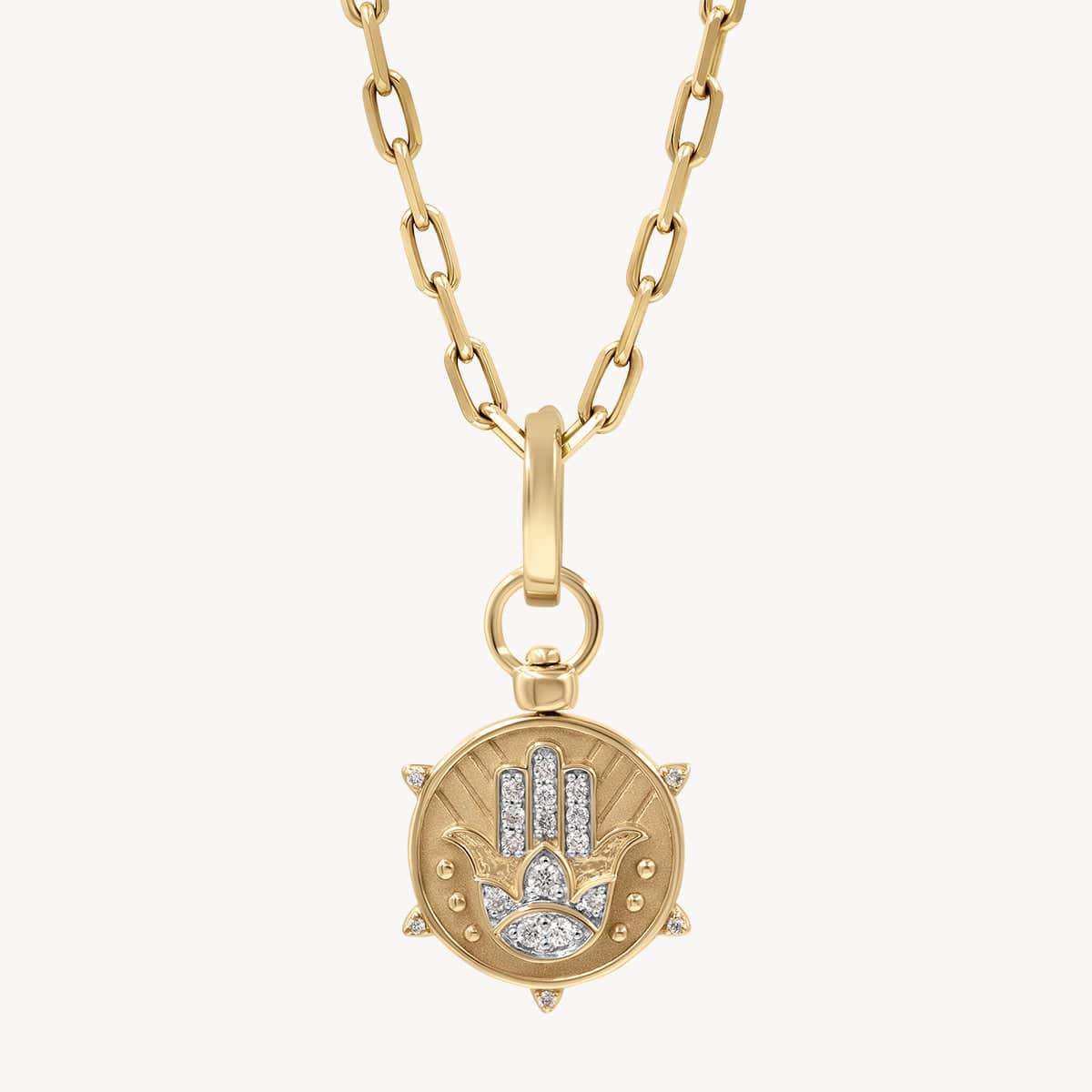 Hamsa and Evil Eye Double Sided Charm Pendant - Spiritual Protection Jewelry for Necklace, Bracelet & Home Decor - Perfect for Meditation, Yoga & Positive Energy