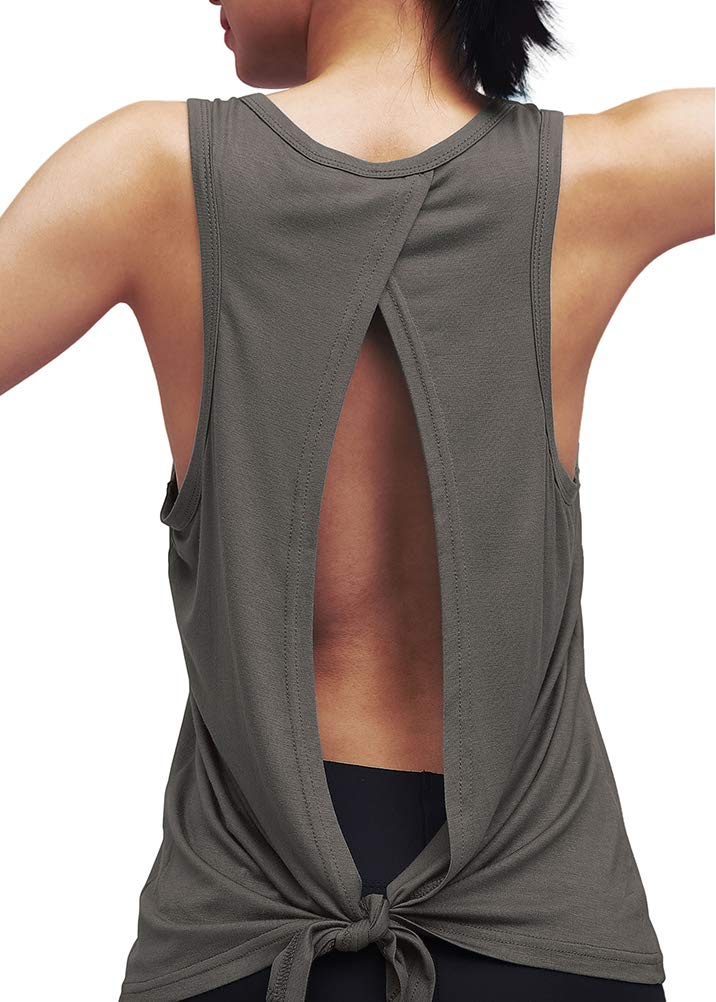 Women's Workout Yoga Tops - Open Back Shirts with Adjustable Tie Back Tank Tops for Gym & Yoga | Breathable Fitness Apparel for Pilates, Running & Active Lifestyle