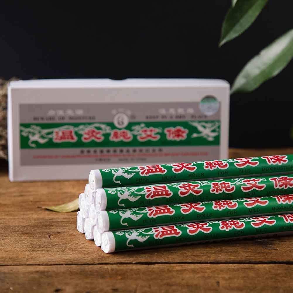 HUATUO Pure Moxa Rolls for Mild Moxibustion Therapy - Natural Herbal Heat Therapy (10 Rolls/Box) - Perfect for Pain Relief, Relaxation & Traditional Chinese Medicine Treatments at Home