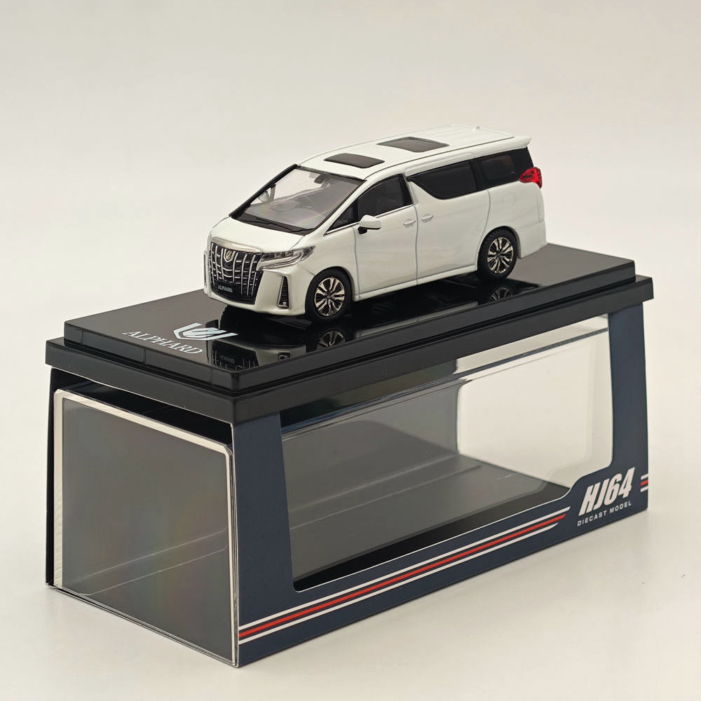 1/64 Scale Hobby Japan Toyota Alphard (H30W) Diecast Model Car with Sunroof - White Pearl Crystal Shine - Collectible Miniature Vehicle for Display, Gifts & Car Enthusiasts