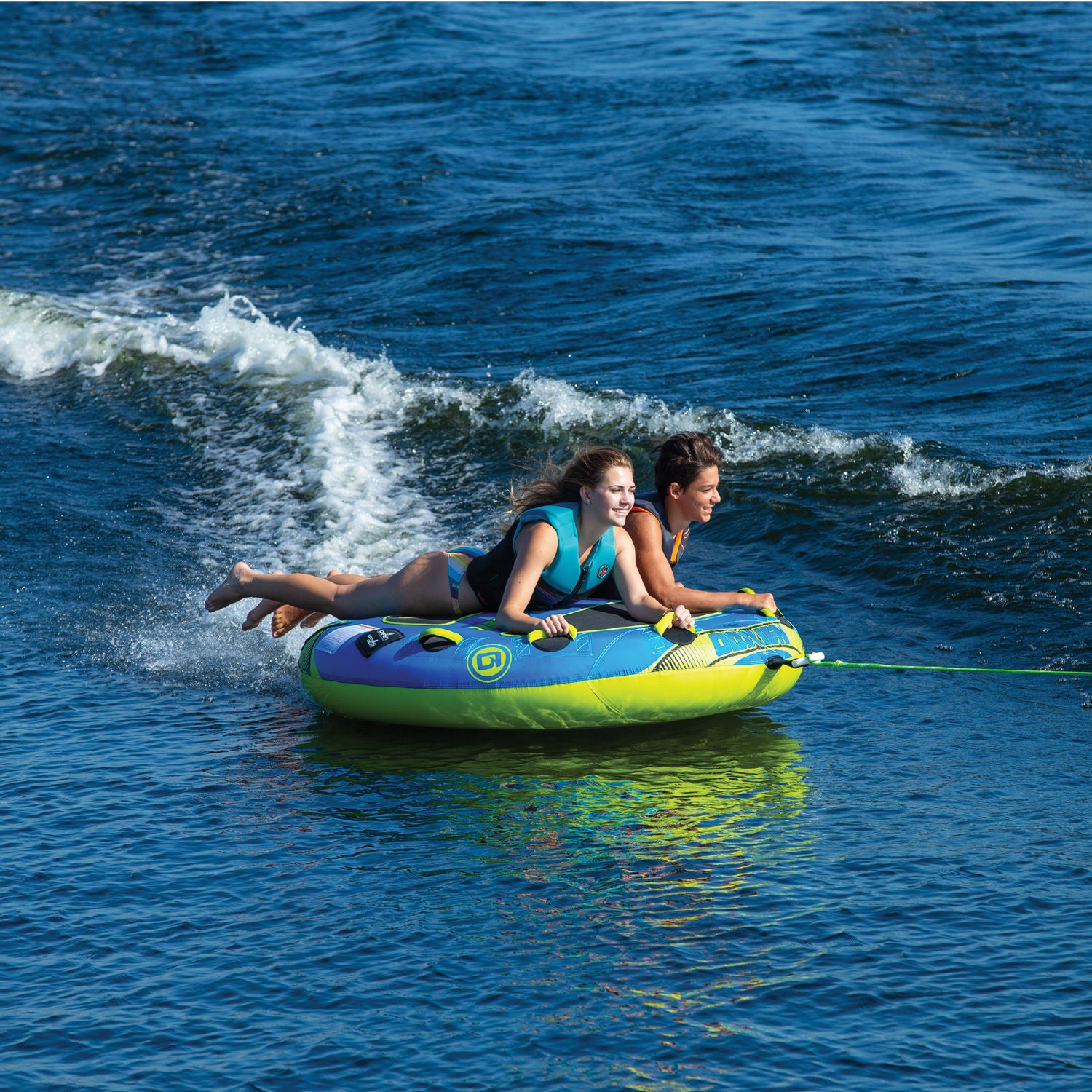 O'Brien Super Screamer 2 Rider Towable Tube - High-Speed Inflatable Water Tube for Lakes & Boating Fun