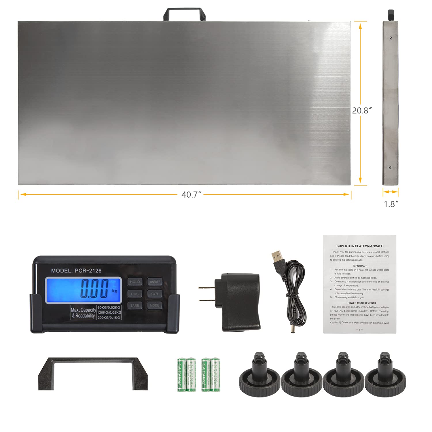 200kg/440lbs Digital Livestock Scale - Heavy Duty Veterinary Pet Scale with Large 103x53cm Stainless Steel Platform - Accurate Weighing for Animals, Dogs, Pigs, Cats, Goats, Cattle & Sheep - Ideal for Farms, Veterinary Clinics, and Livestock Management