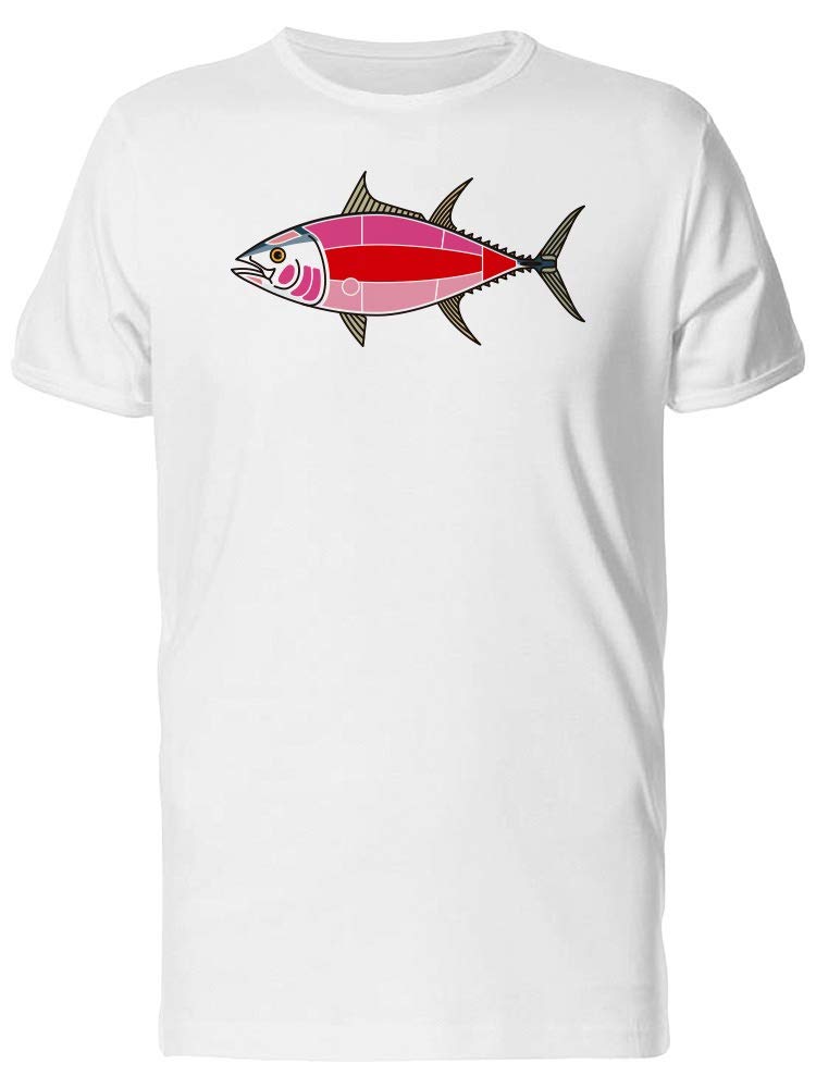Men's Pink Tuna Fish Graphic T-Shirt with Meat Cut Design - Casual Streetwear for Fishing Enthusiasts & Seafood Lovers