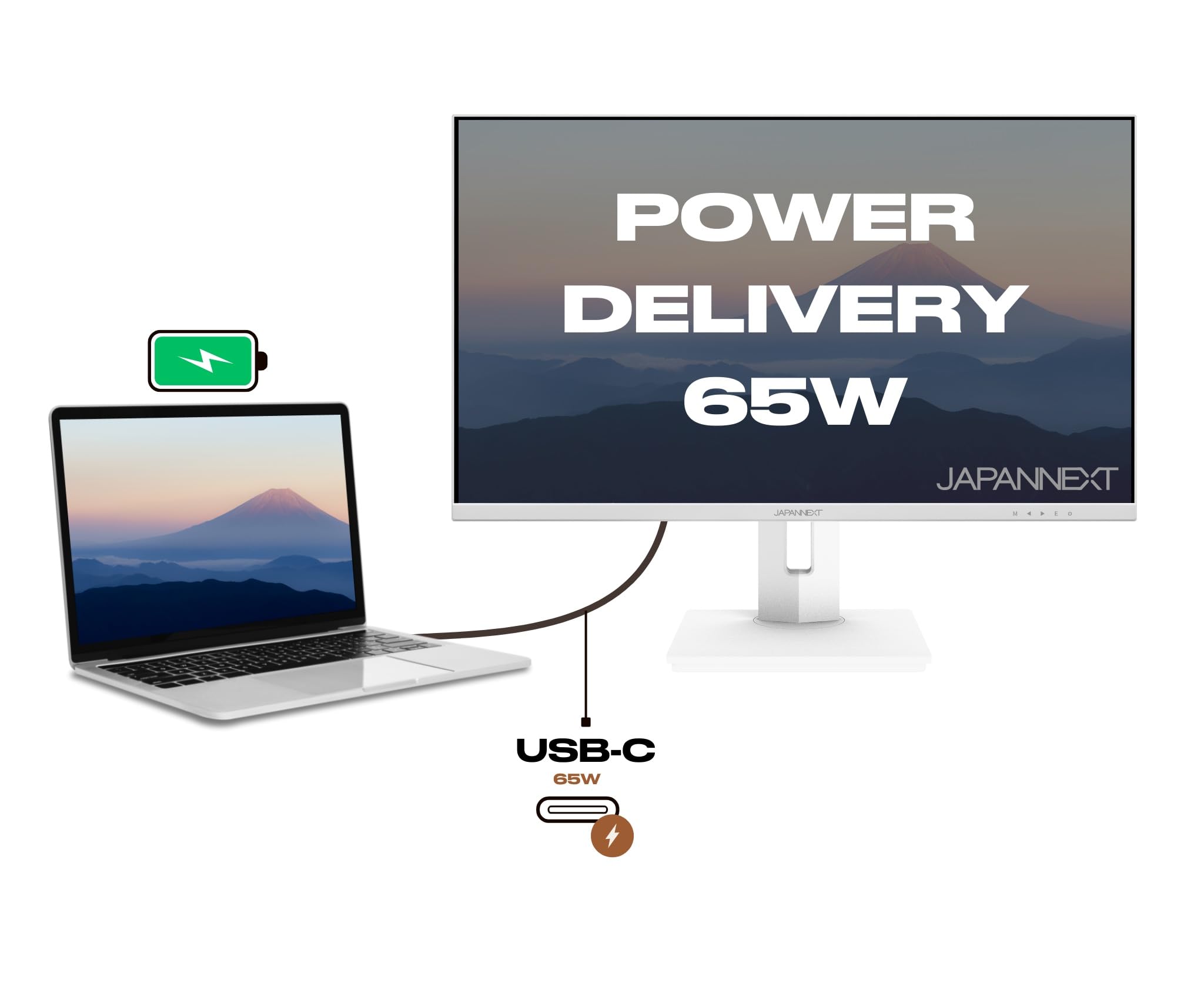 JapanNext 27-inch IPS 4K UHD Monitor (3840x2160) with HDR, USB-C Charging (65W), Height & Tilt Adjustable Stand, Built-in Speakers, G-Sync/FreeSync - JN-IPS27UHDR-C65W-HSP-W - Perfect for Home Office, Gaming, and Graphic Design