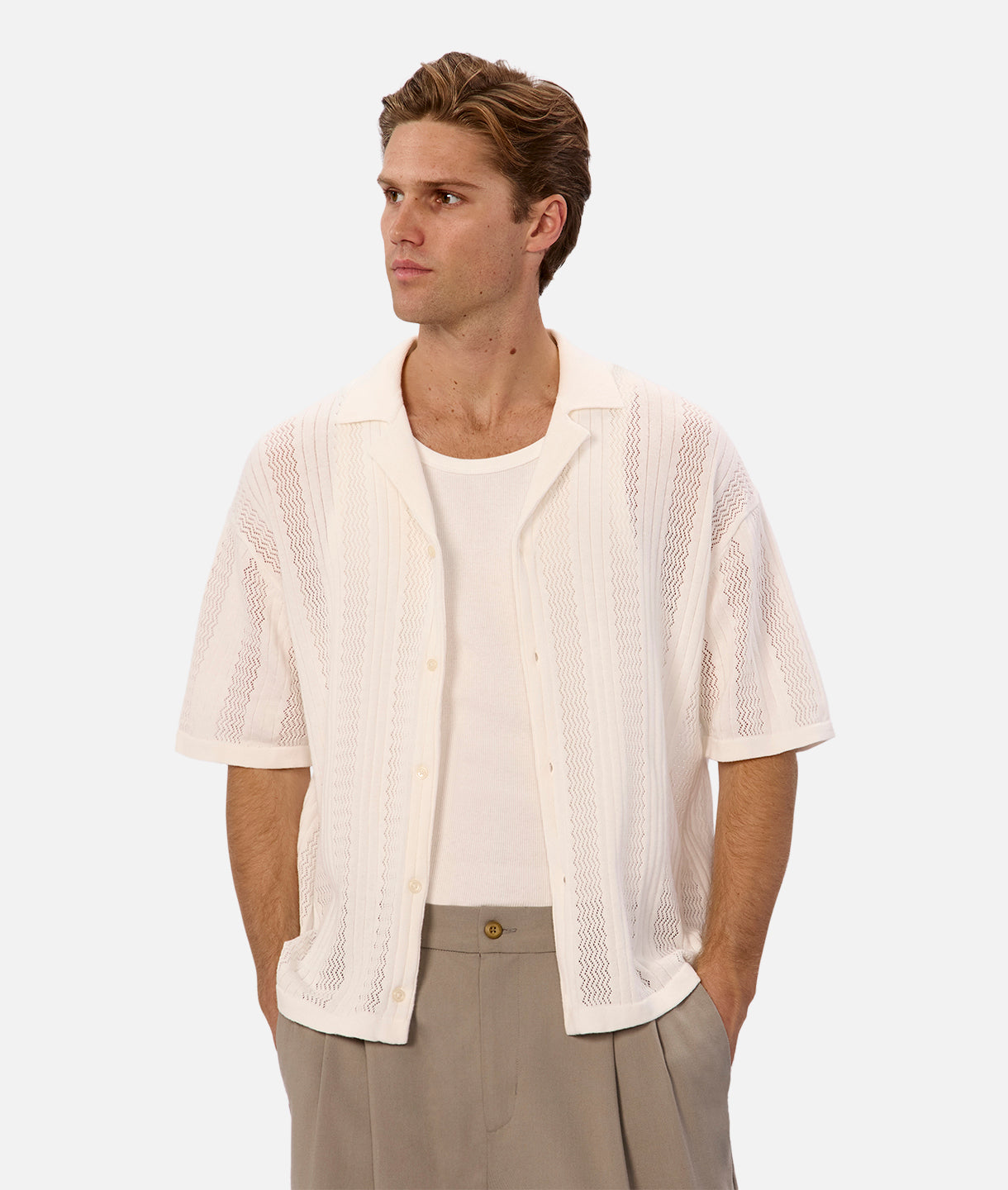 Sosa Short Sleeve Shirt for Men - Premium Cotton Casual Tee in Off White | Perfect for Summer Outfits, Beach Wear & Everyday Style