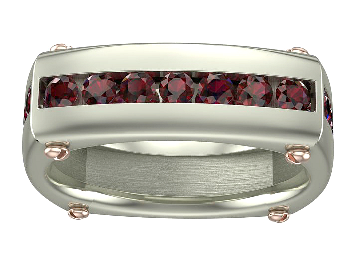 Ruby White Rose Gold Men's Wedding Band Ring - Elegant & Durable for Engagement, Anniversary & Special Occasions