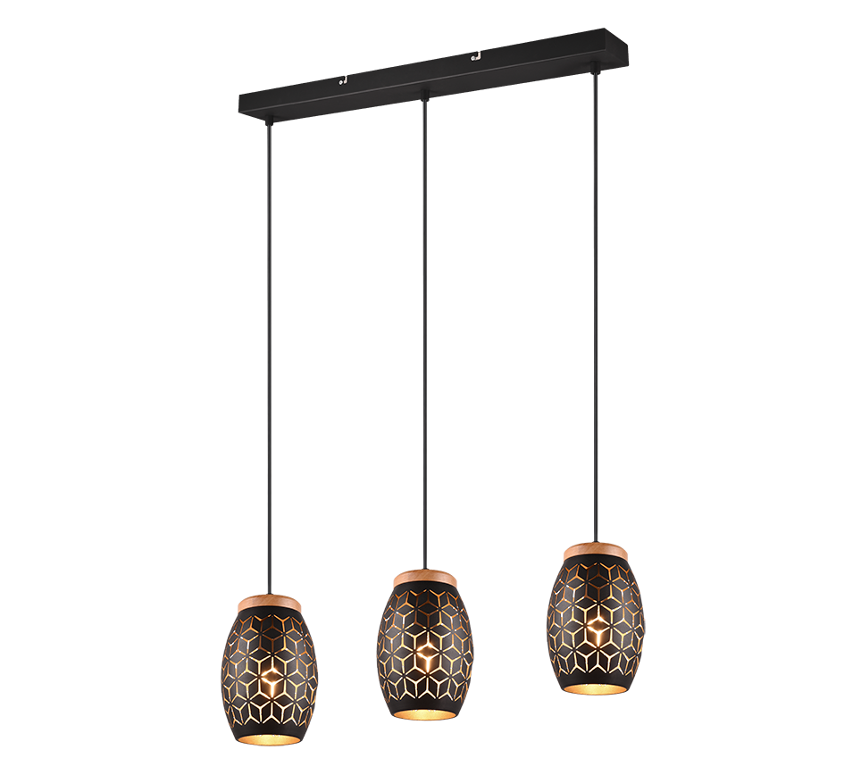 Bidar 3Lt Linear Pendant Light Fixture - Modern LED Chandelier in Multiple Colors for Dining Room, Kitchen Island & Living Room Lighting