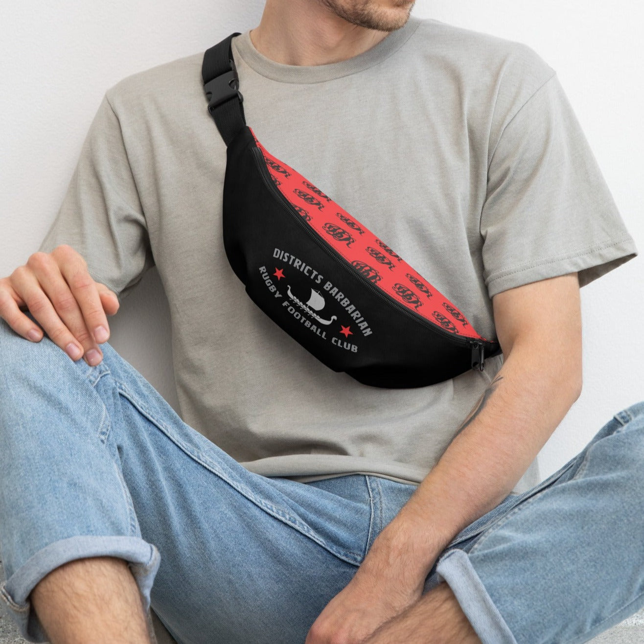 Districts Barbarian RFC Fanny Pack - Water-Resistant Waist Bag for Hiking, Running & Travel - Hands-Free Crossbody Belt Bag for Men & Women