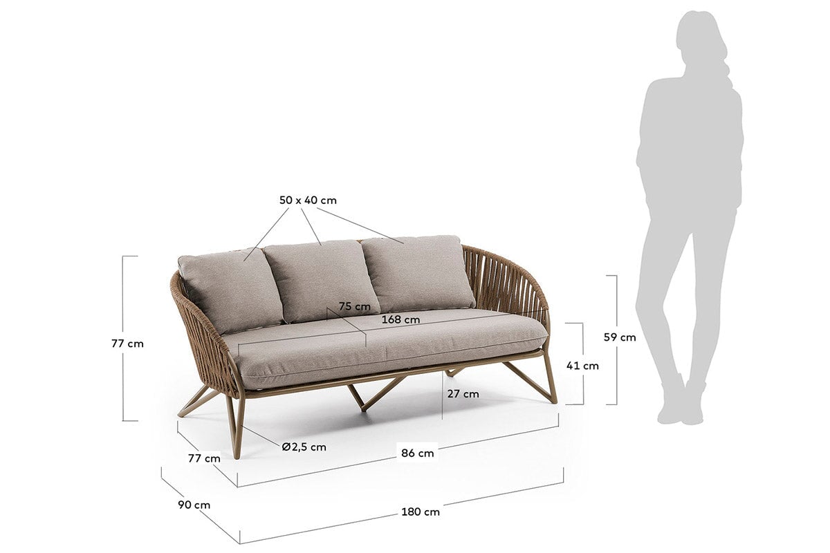 Como Branzie 3-Seater Sofa - Modern Fabric Couch for Living Room, Lounge & Office - Comfortable Sectional Sofa with Soft Cushions for Family Gatherings & Relaxation