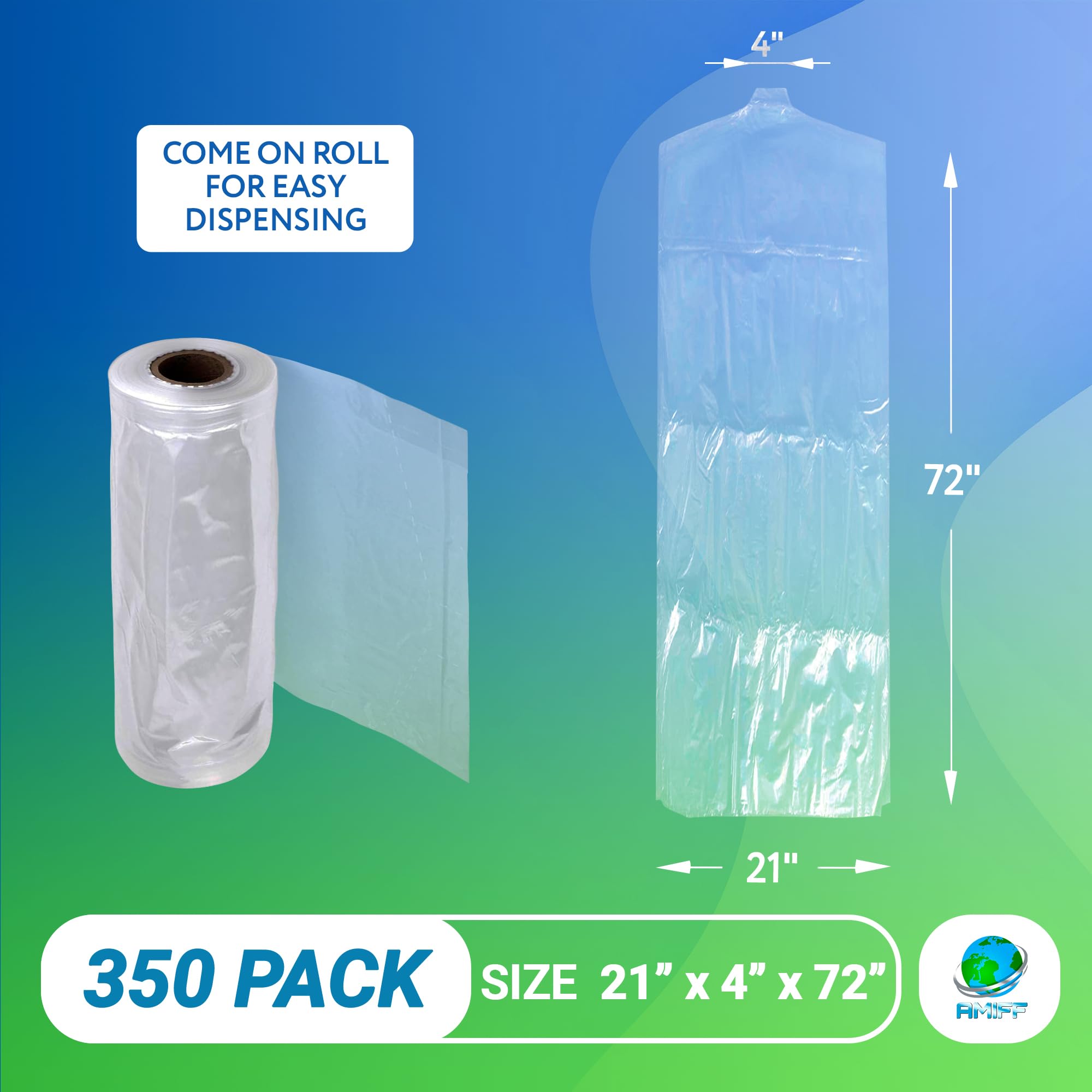 350 Clear Plastic Garment Bags for Hanging Clothes - 21