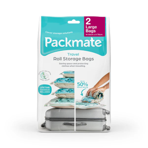 2-Pack Large Travel Roll Storage Bags (50x70cm) - Waterproof Organizer for Clothes, Blankets & Seasonal Items - Perfect for Travel, Moving & Home Organization