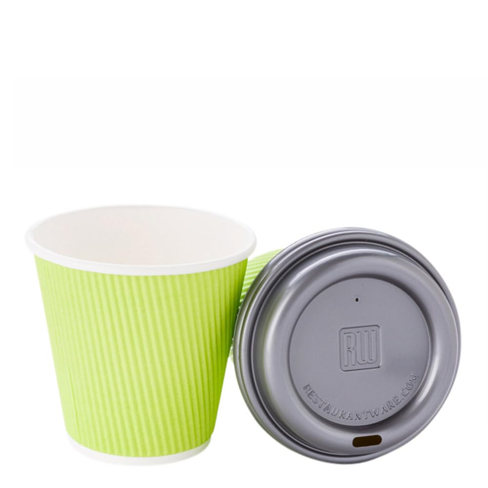 8oz Disposable Coffee Cups - 500 Pack Double Wall Hot Paper Cups with Rippled Design, Light Green - Ideal for Coffee, Tea, Hot Chocolate - Perfect for Cafes, Offices, Catering & Takeout (Lids Sold Separately)