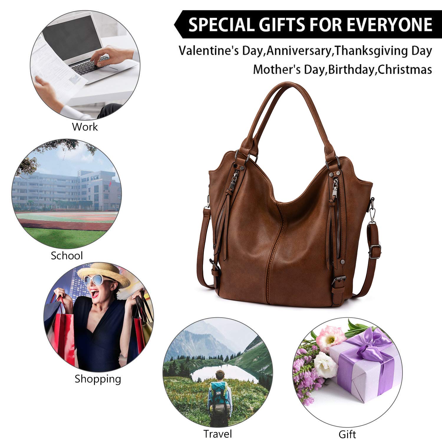Stylish PU Leather Tote Bag for Women - Large Fashion Hobo Shoulder Bag with Adjustable Strap | Perfect for Work, Travel & Daily Use