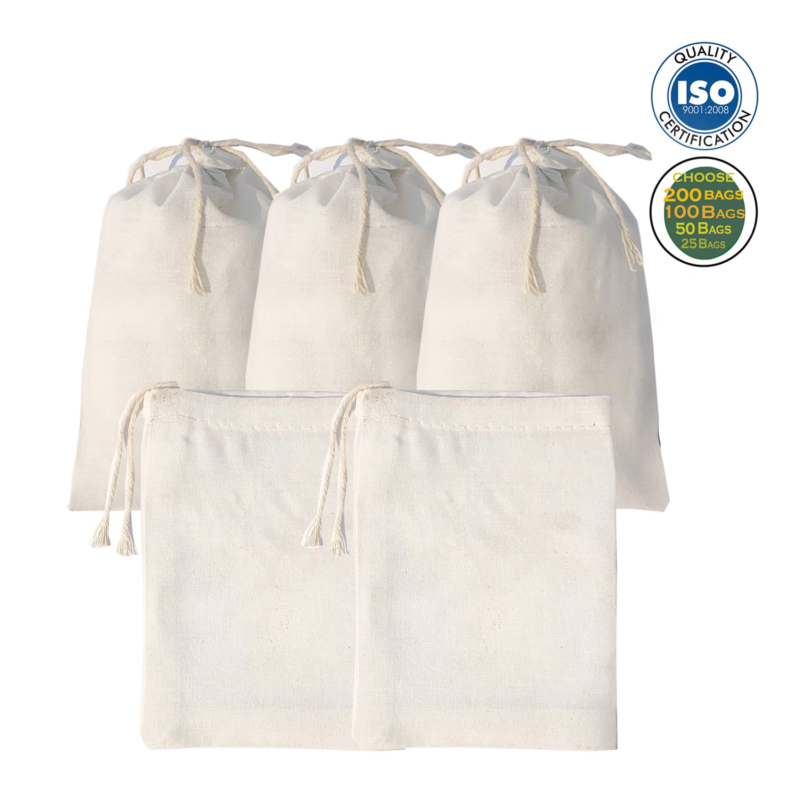 25-Pack 3x4 Inch Natural Drawstring Sachet Bags for Spices, Tea, Herbs & DIY Crafts - Perfect for Cooking, Storage & Gifting