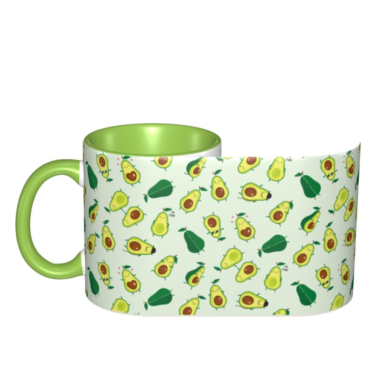Funny Green Ceramic Avocado Coffee Mug with Handle - Dishwasher & Microwave Safe - Perfect for Home, Office & Gifts