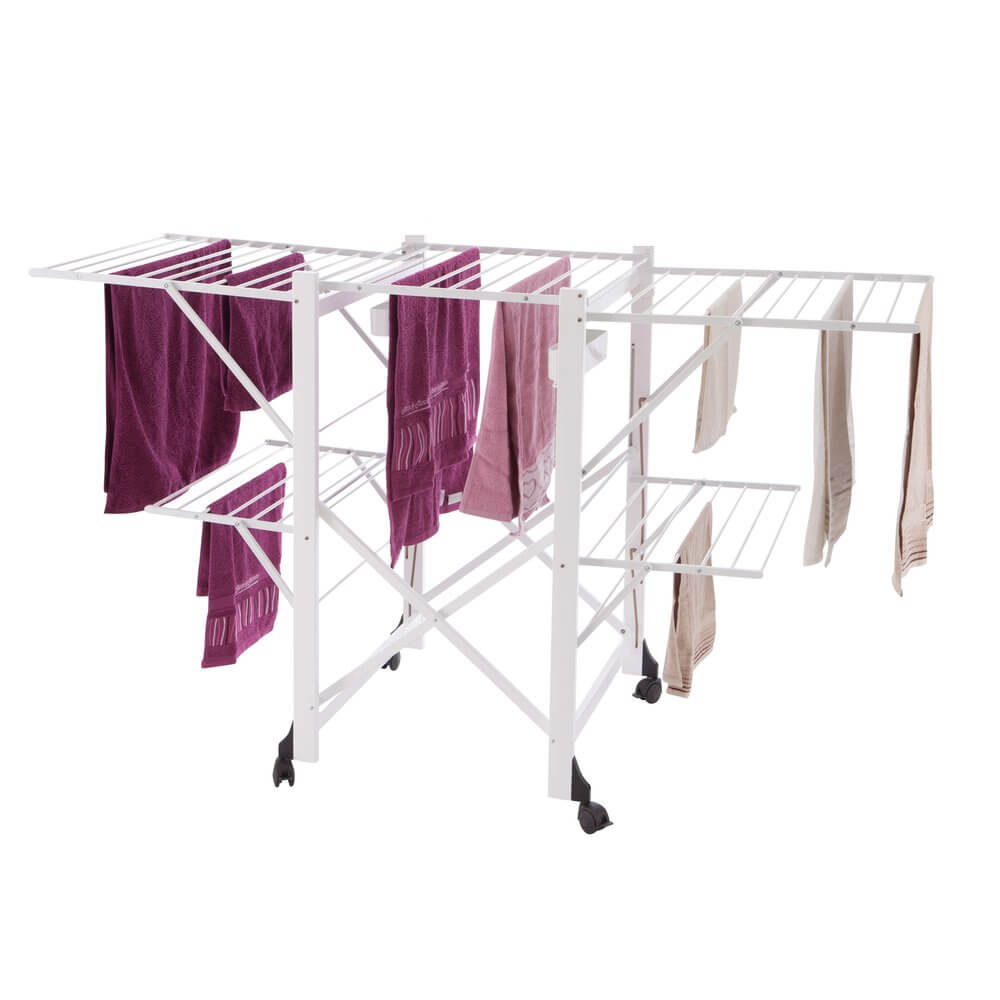 Gabbiano Foldable Clothes Airer Drying Rack - White | Space-Saving Laundry Drying Solution for Apartments, Dorms & Small Spaces