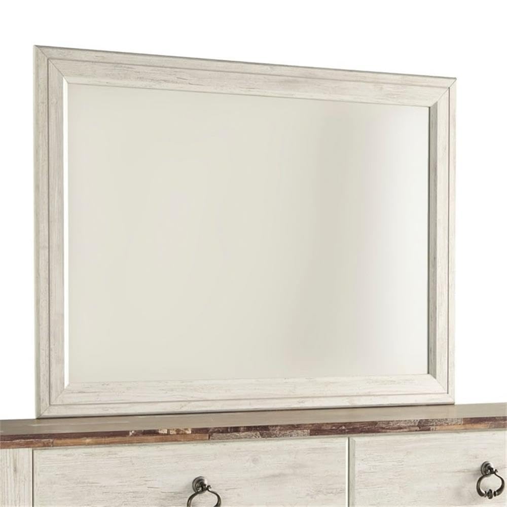 Ashley Furniture Willowton White Wash Engineered Wood Bedroom Mirror - Full-Length Wall Mirror for Bedroom, Dresser & Vanity Decor