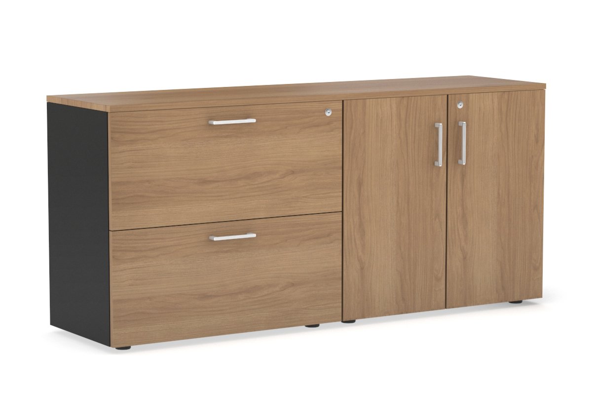 2-Drawer Lateral File Cabinet with 2-Door Storage Cupboard - Office Organization & Document Storage Solution for Home & Business Workspaces