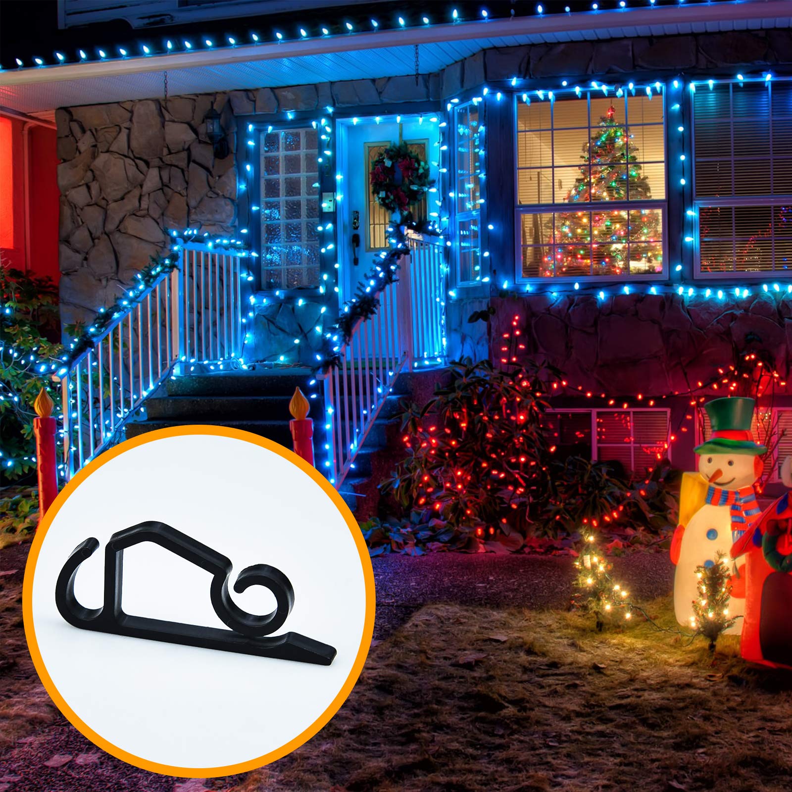 Mini Plastic Gutter Hooks 100pcs - Outdoor Christmas Light Clips for Holiday & Party Decorations